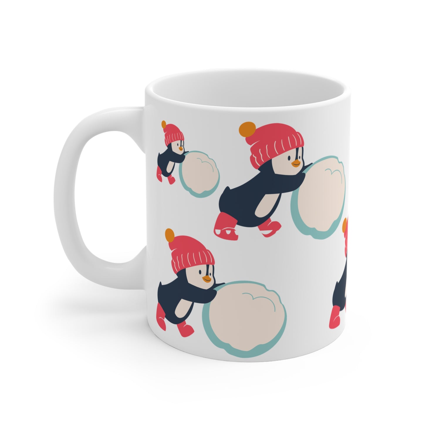 Snow Time Penquin, Mug 11oz, hot chocolate, tea, boy, girl, grandchildren