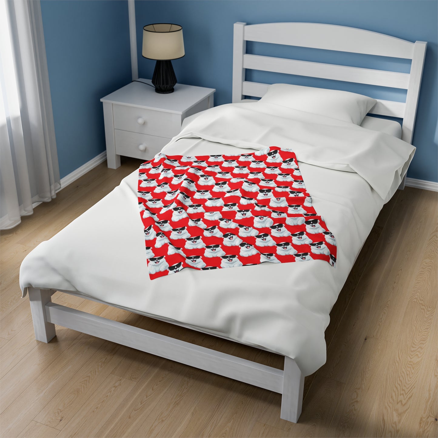Polar Bear Velveteen Plush Blanket - Red
