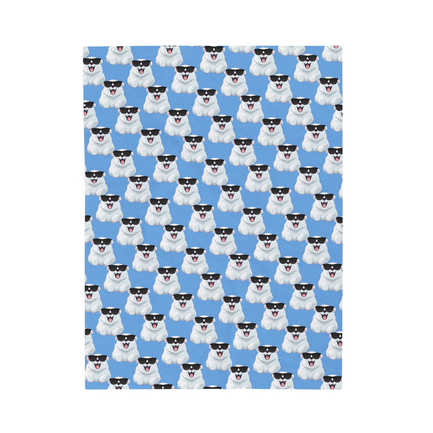 Polar Bear Velveteen Plush Blanket - Light blue