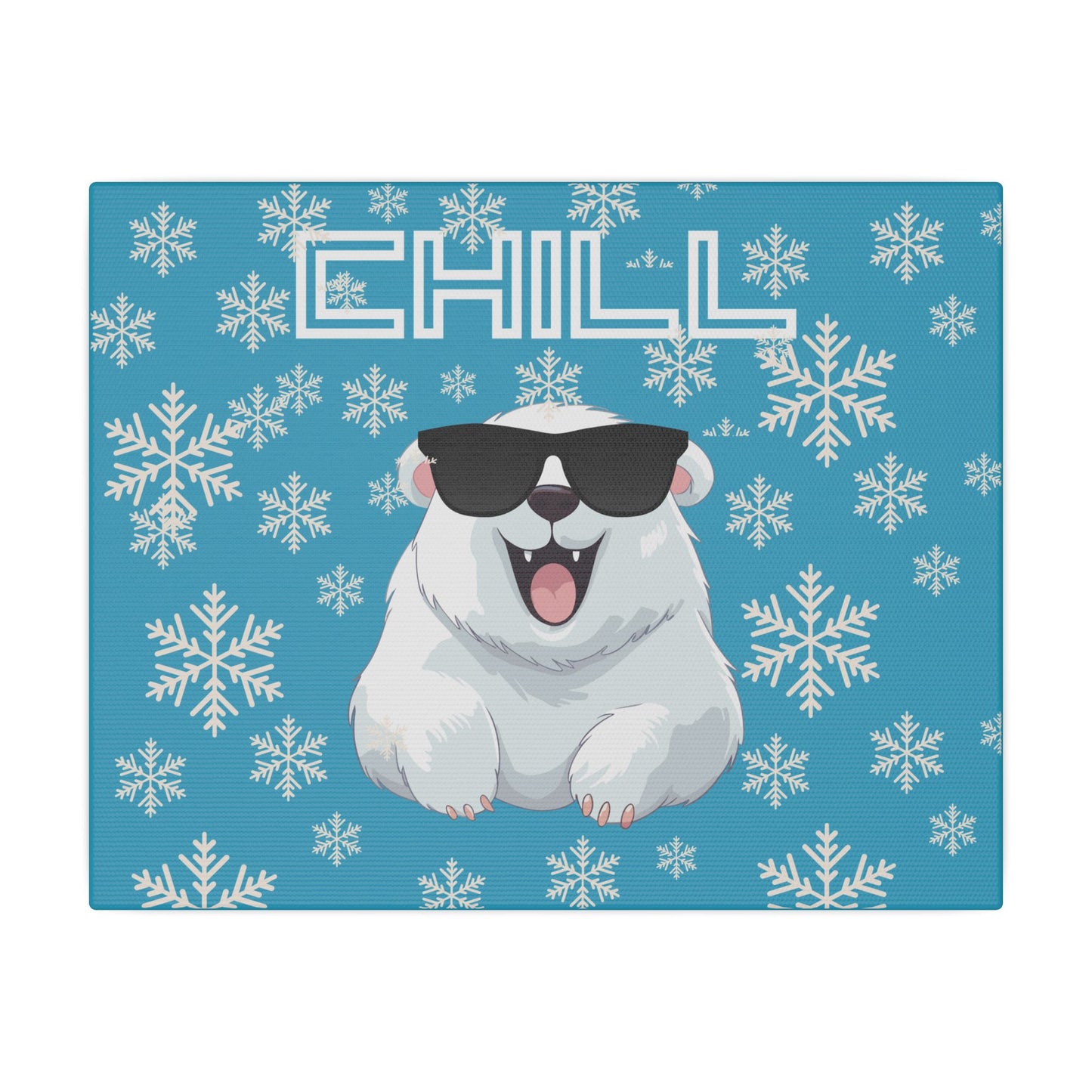 Chill, Polar Bear, Matte Canvas, Stretched 0.75", wall art, snowflakes