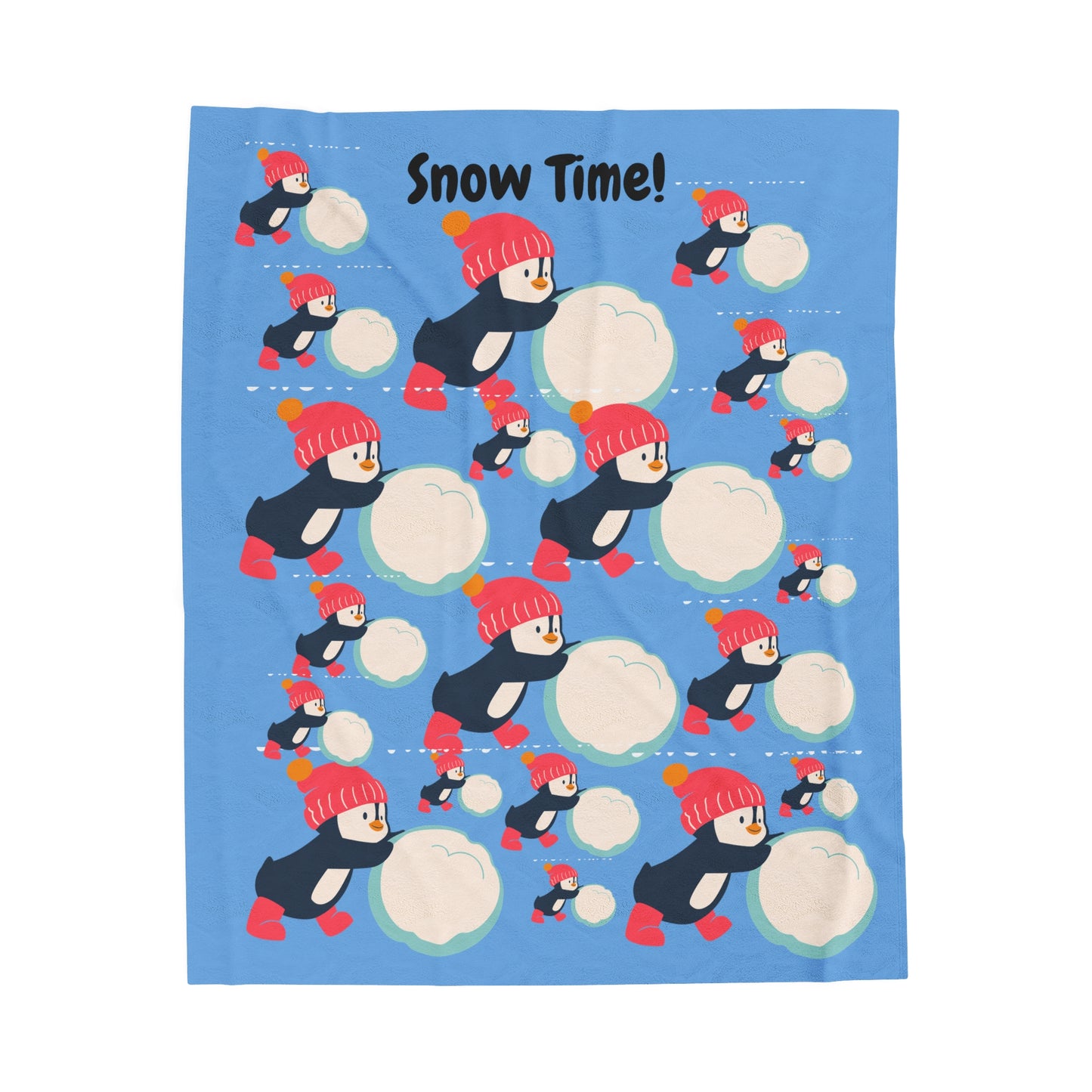 Snow Time Velveteen Plush Blanket - Light blue