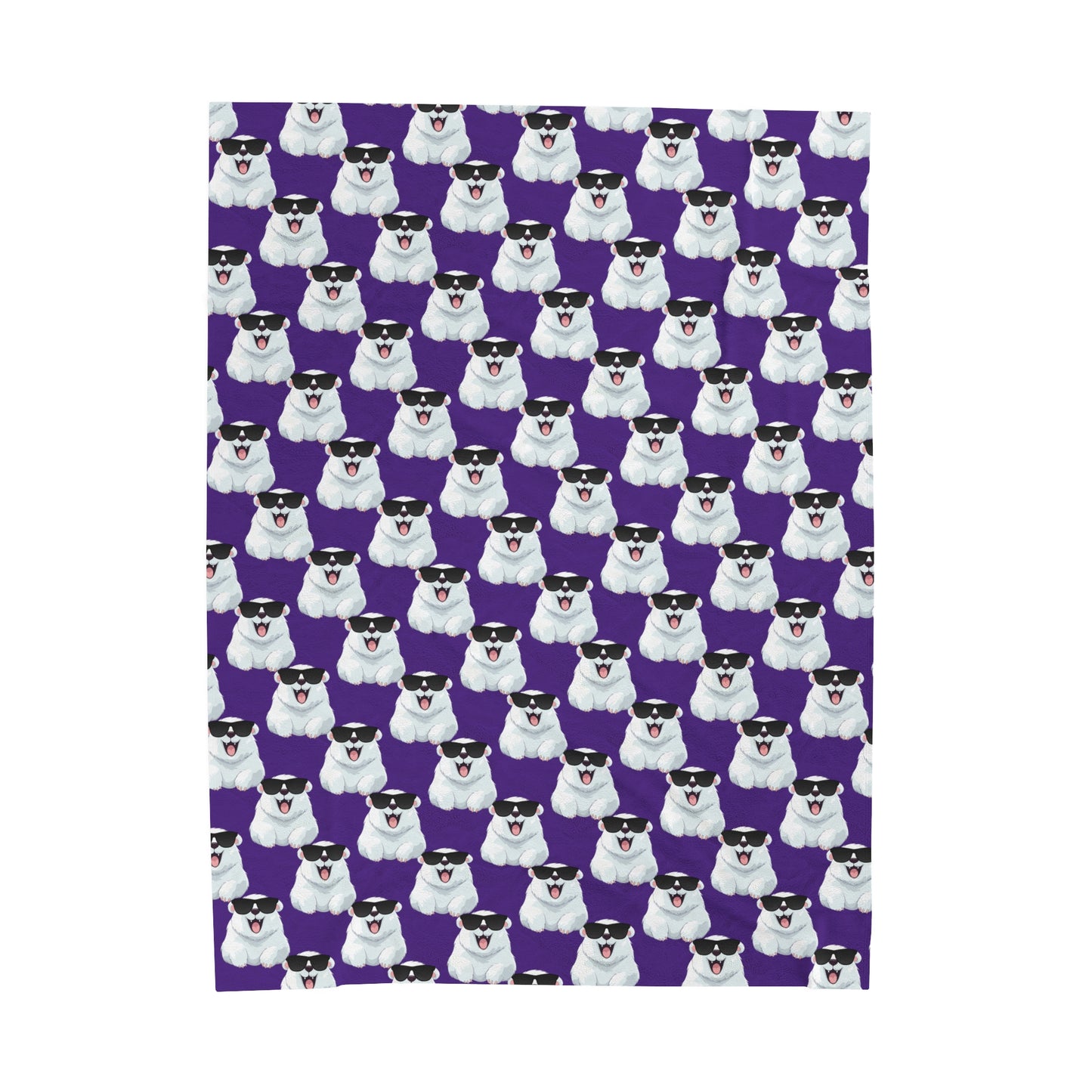 Polar Bear Velveteen Plush Blanket - Purple