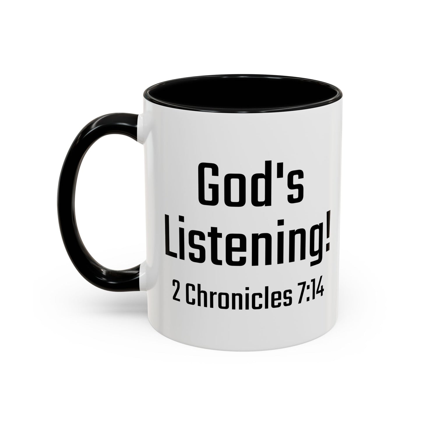 Read & Pray Black Accent Mug w/microphone, Gift for him/her, 2 Chronicles 7:14