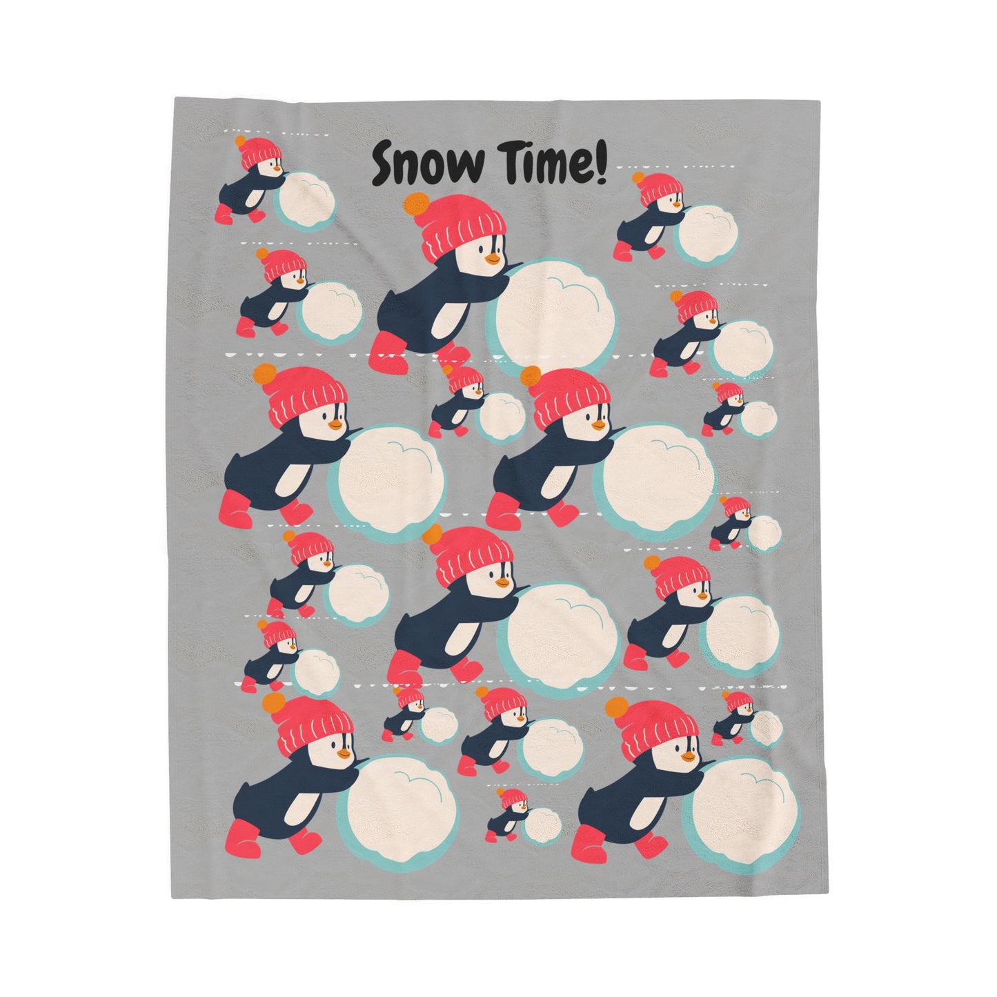 Snow Time Velveteen Plush Blanket - Light Gray