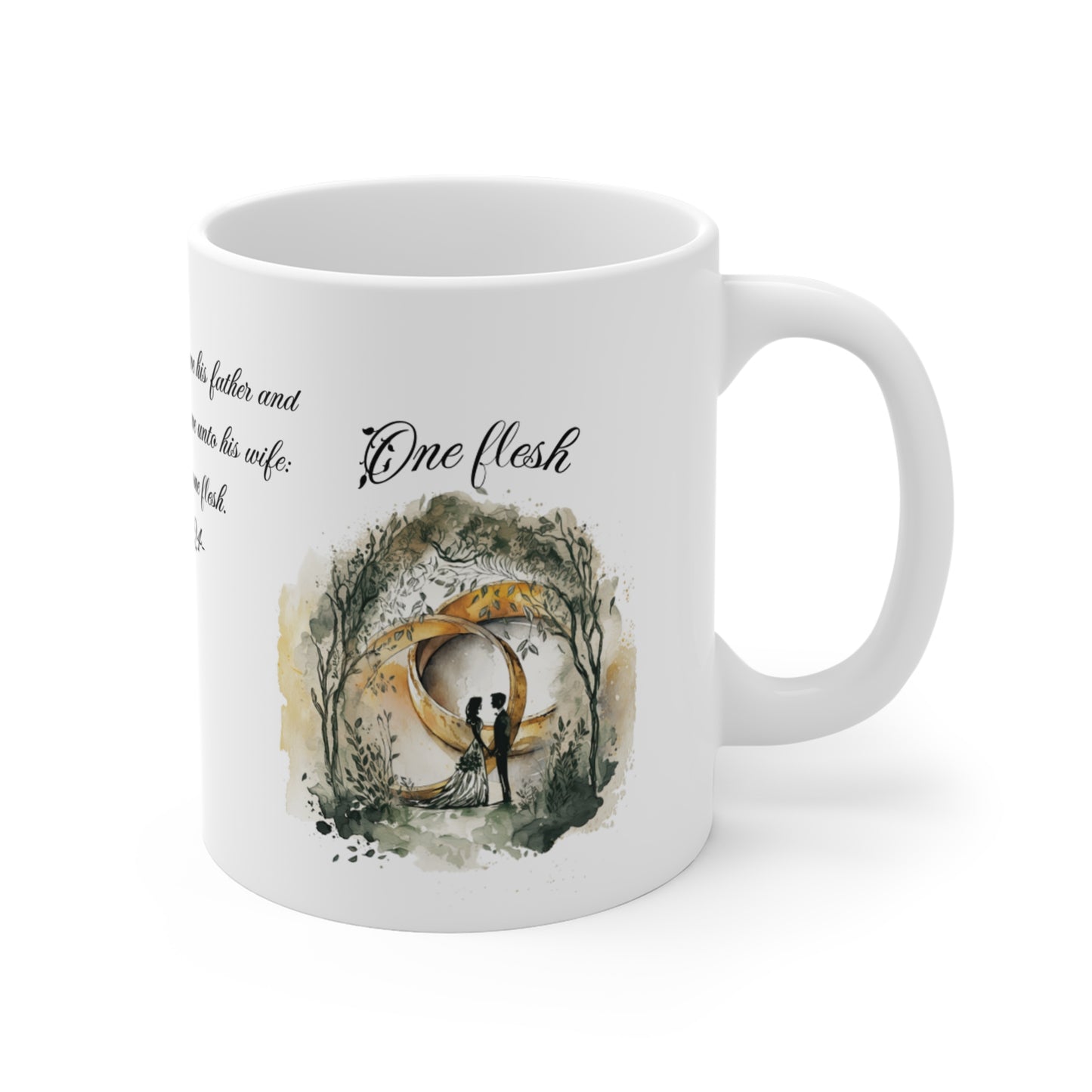 One Flesh, Mug 11oz, Wedding, Anniversary, Valentine's Day, Christian, vintage