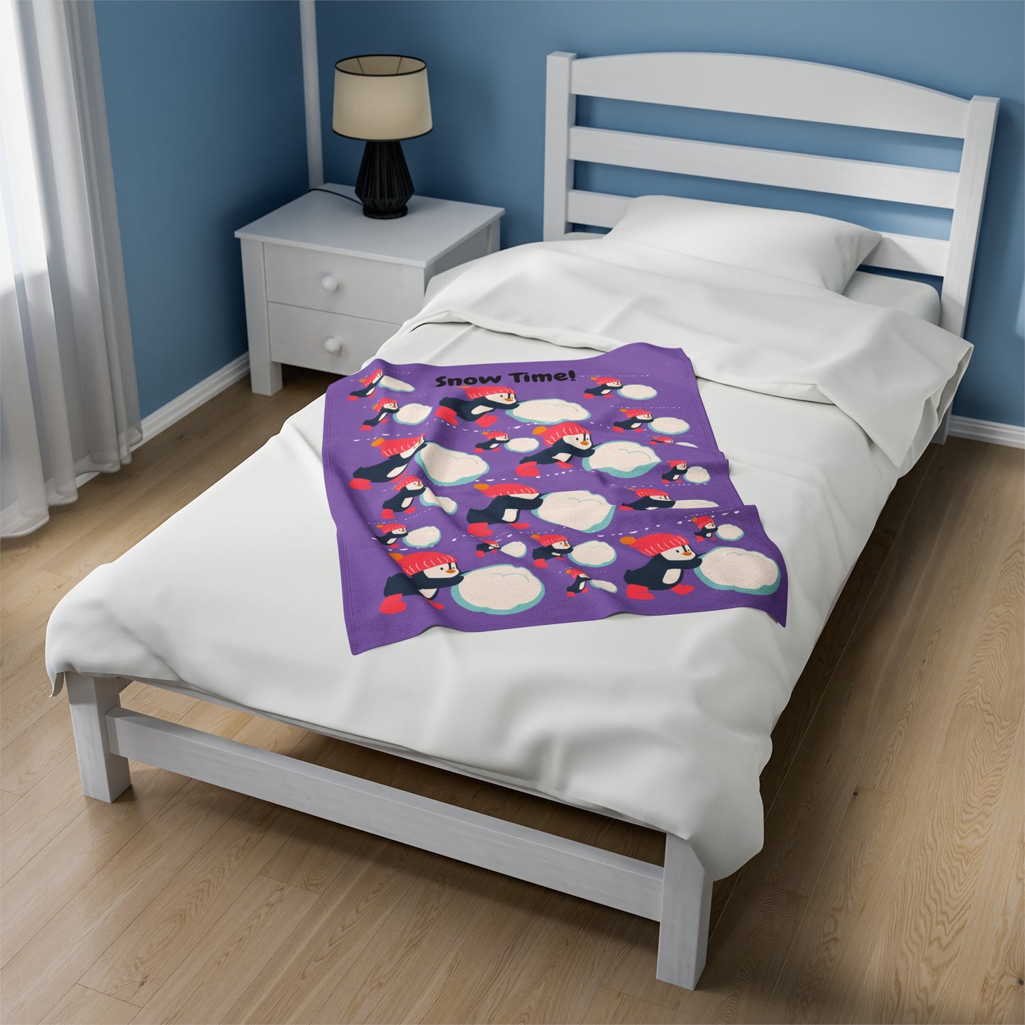 Snow Time Velveteen Plush Blanket - Light purple
