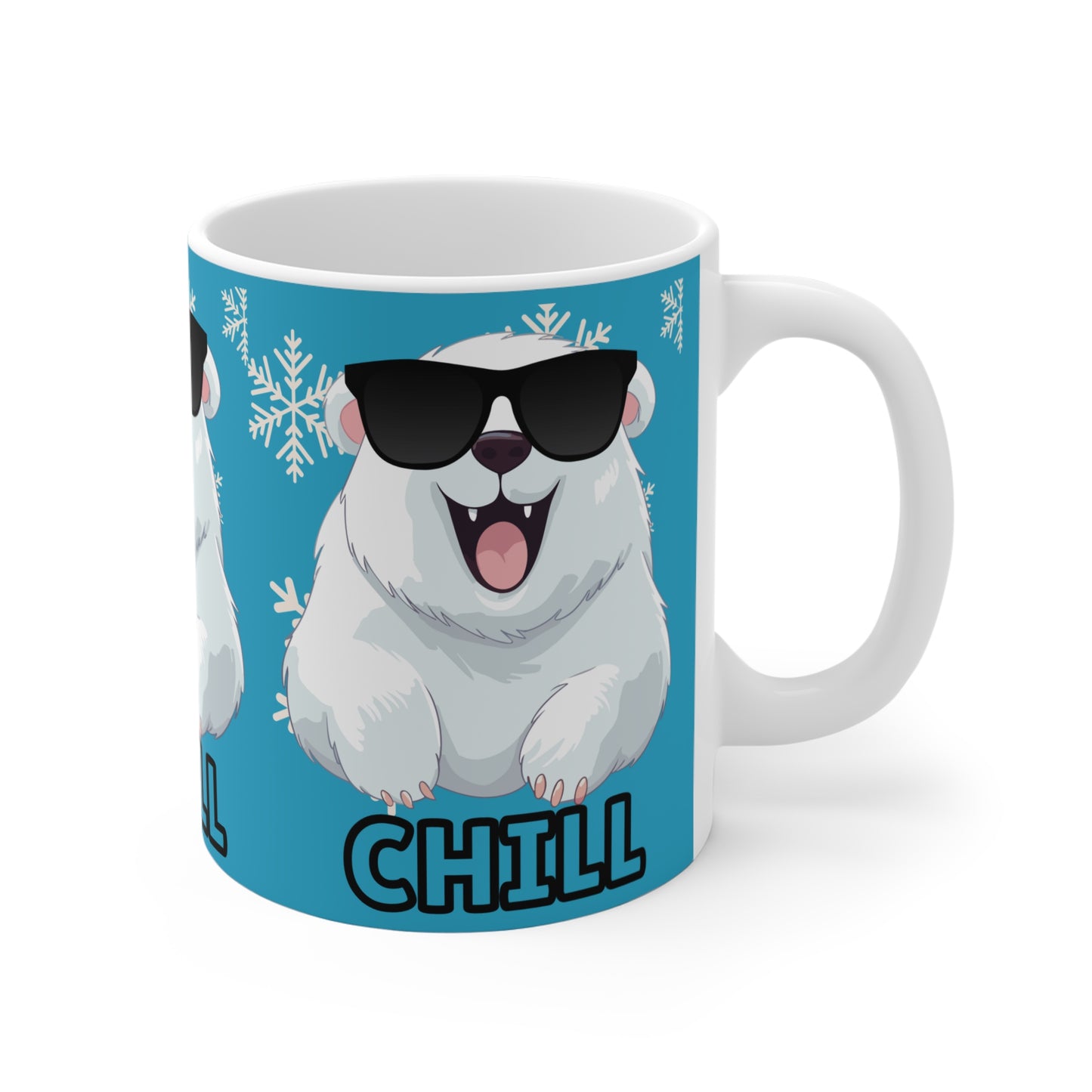 Chill Polar Bear, Mug 11oz, turquoise, coffee, tea, hot chocolate