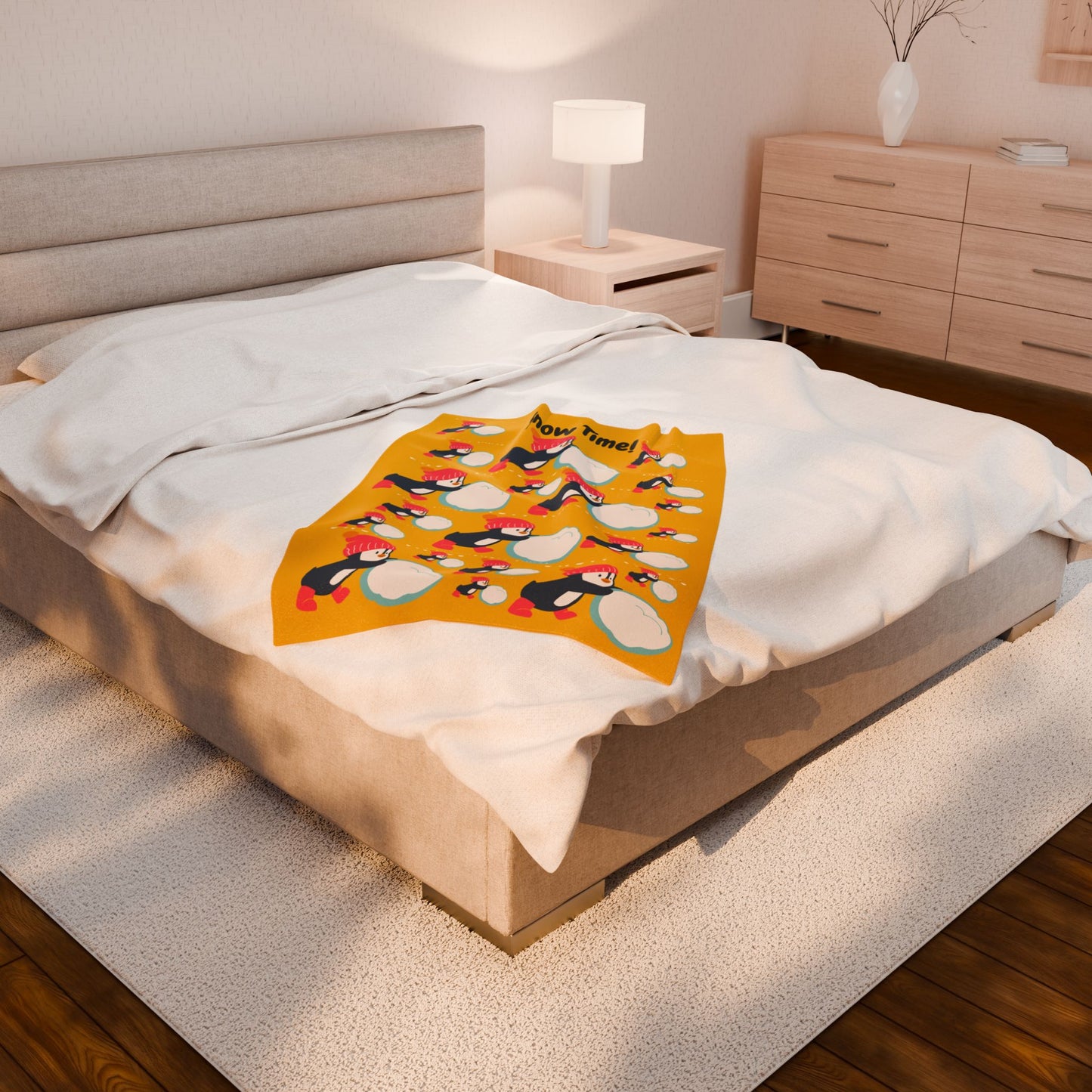 Snow Time Velveteen Plush Blanket - Yellow