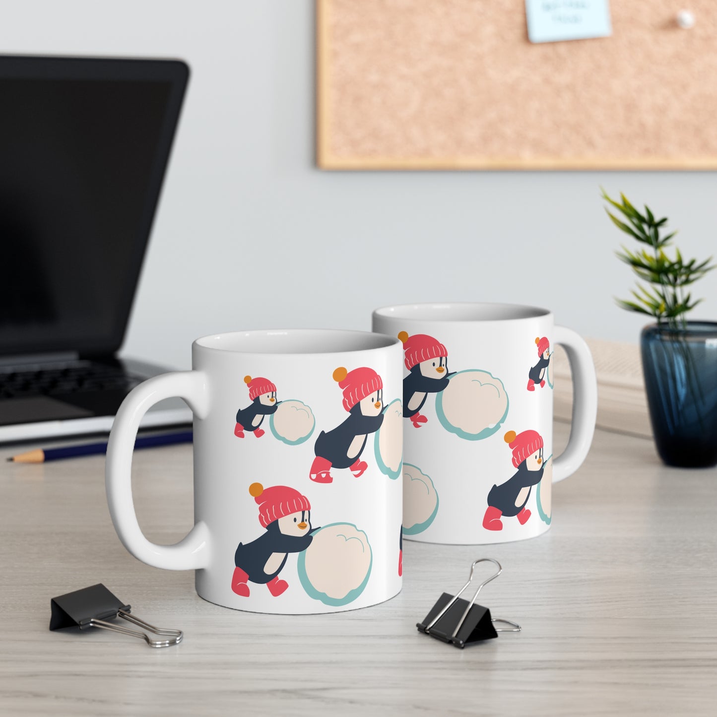 Snow Time Penquin, Mug 11oz, hot chocolate, tea, boy, girl, grandchildren