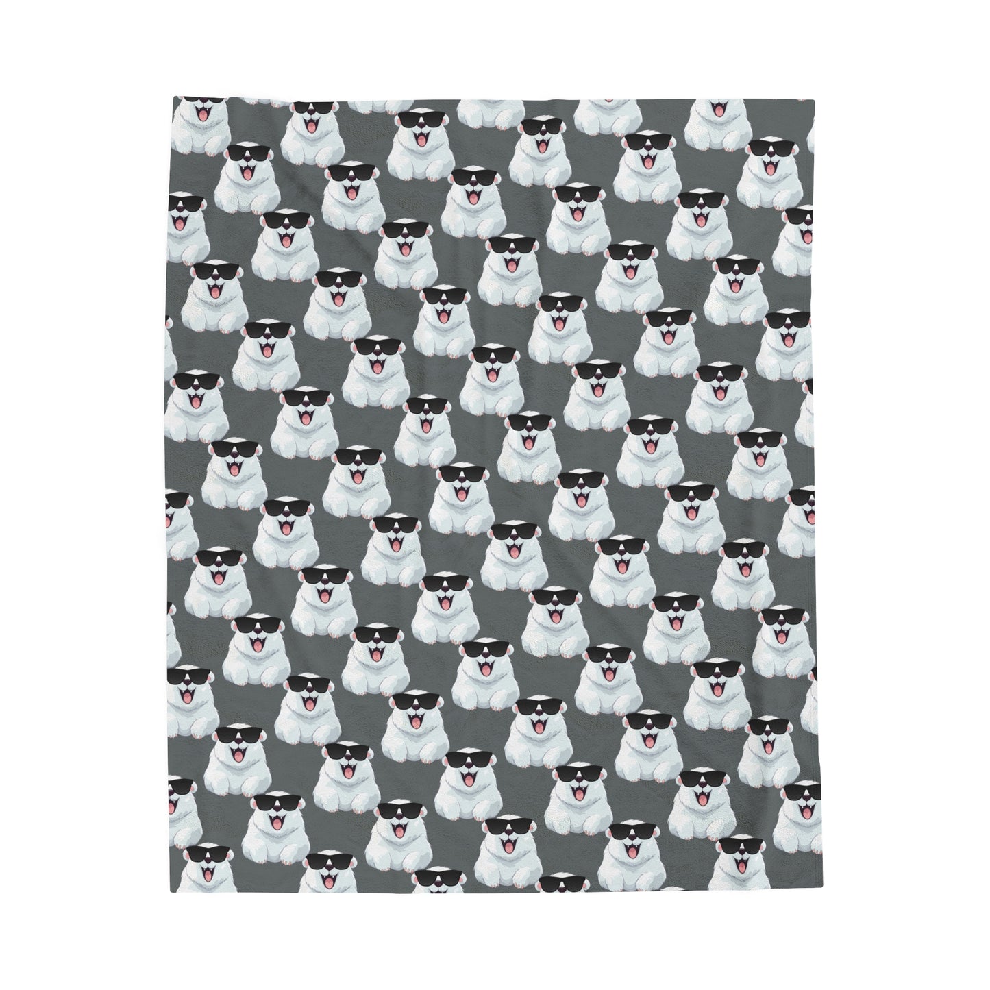 Polar Bear Velveteen Plush Blanket - Dark Gray