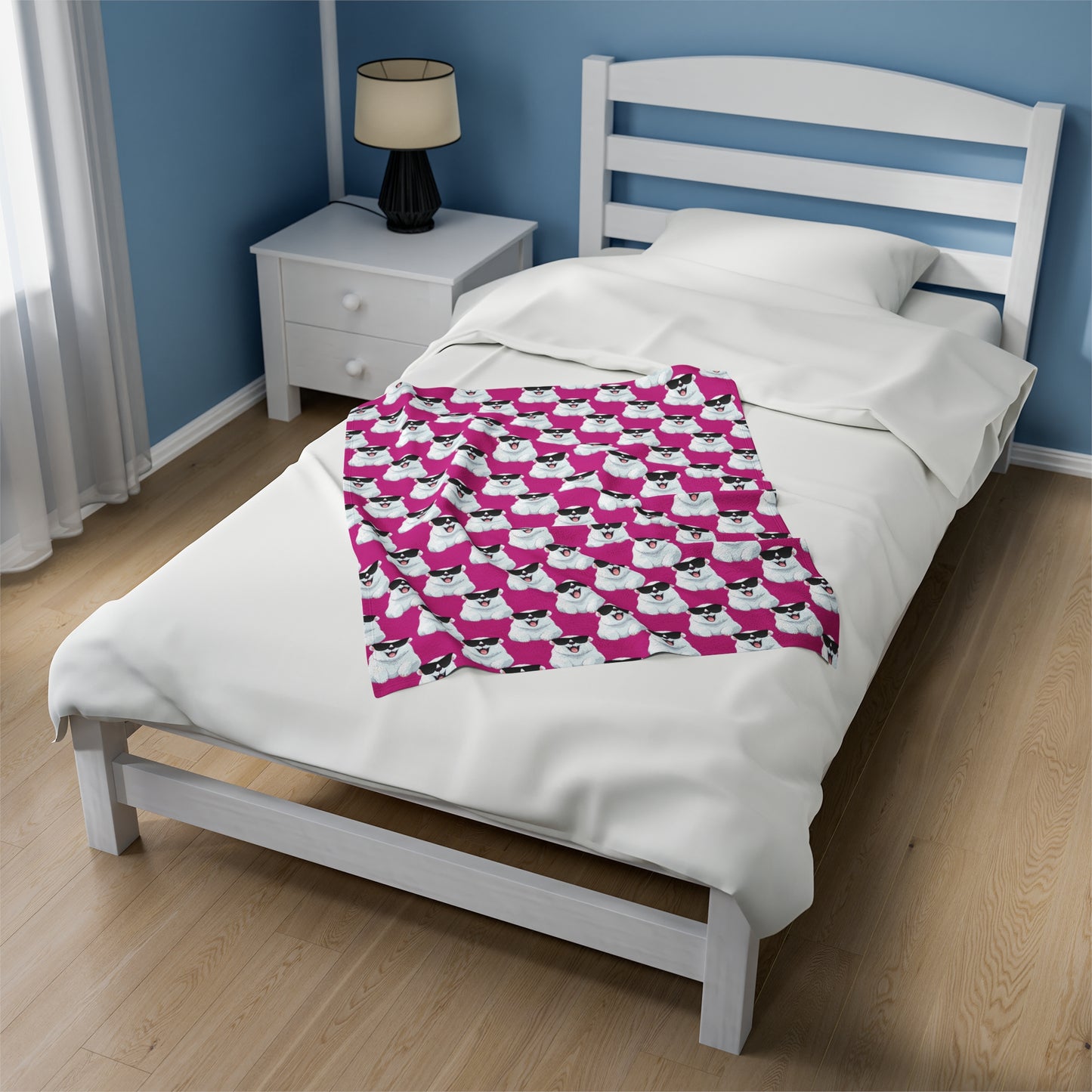 Polar Bear Velveteen Plush Blanket - Pink