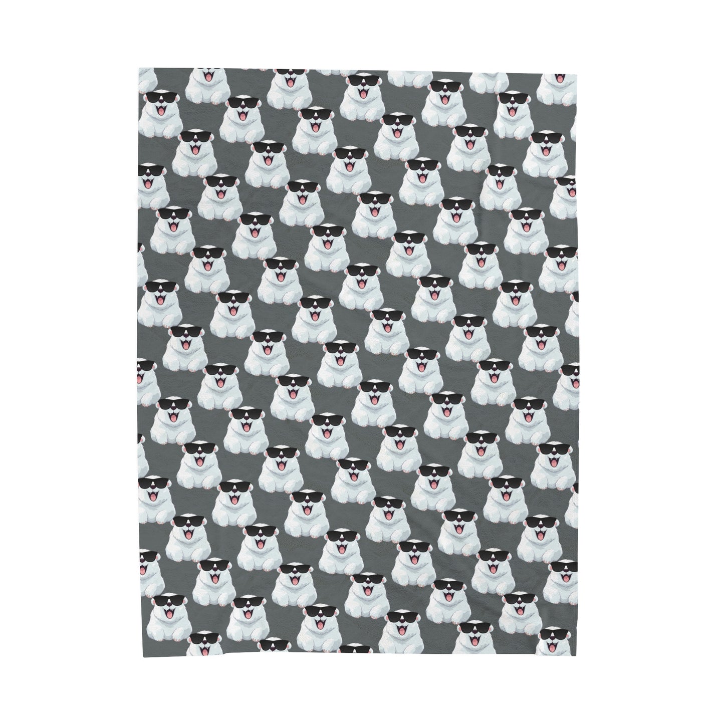 Polar Bear Velveteen Plush Blanket - Dark Gray