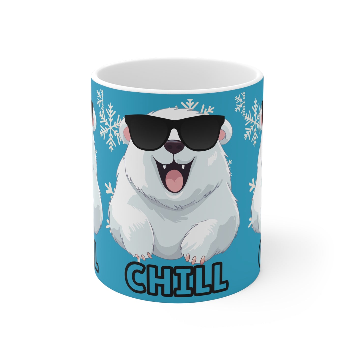 Chill Polar Bear, Mug 11oz, turquoise, coffee, tea, hot chocolate