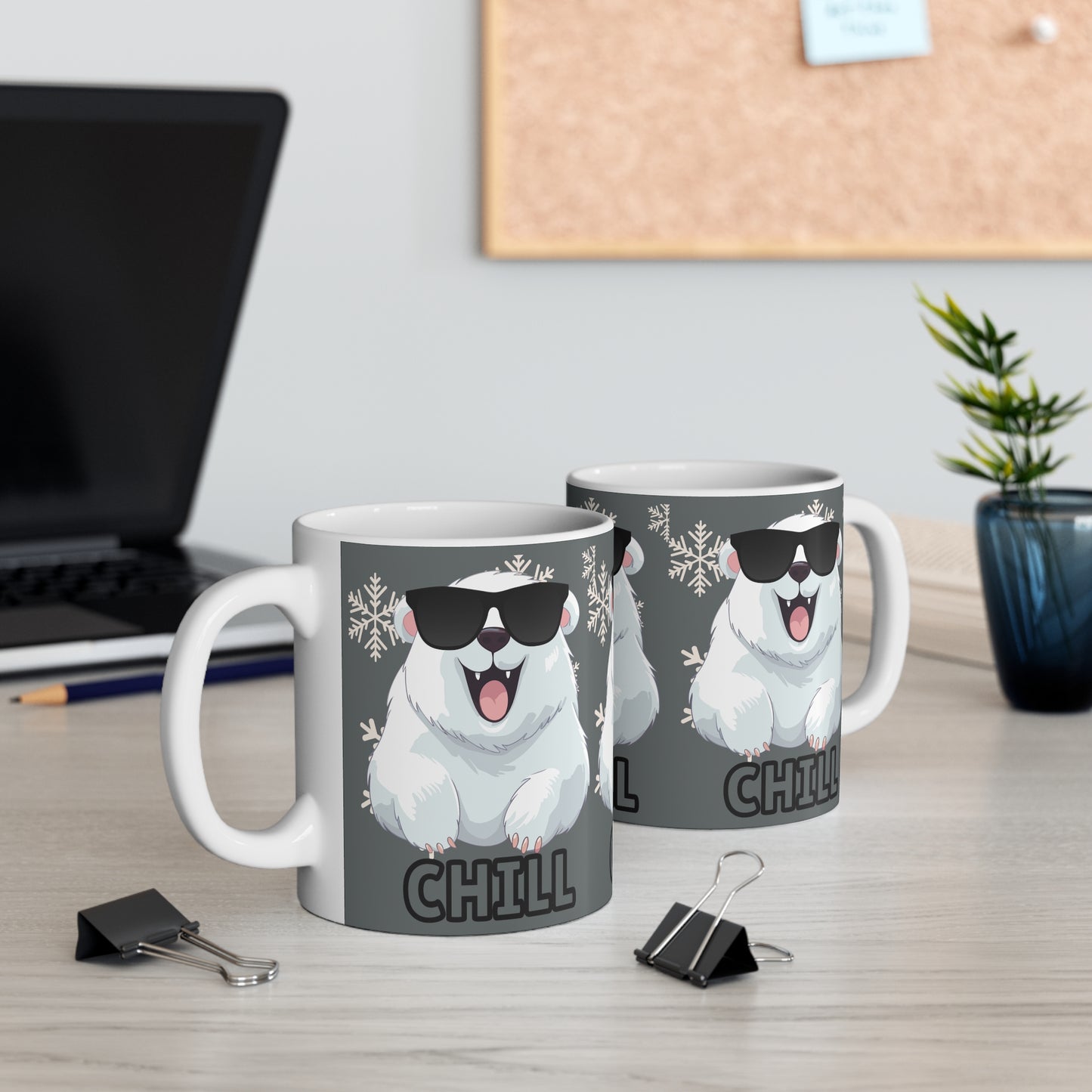 Chill Polar Bear, Mug 11oz, dark gray, coffee, tea, hot chocolate