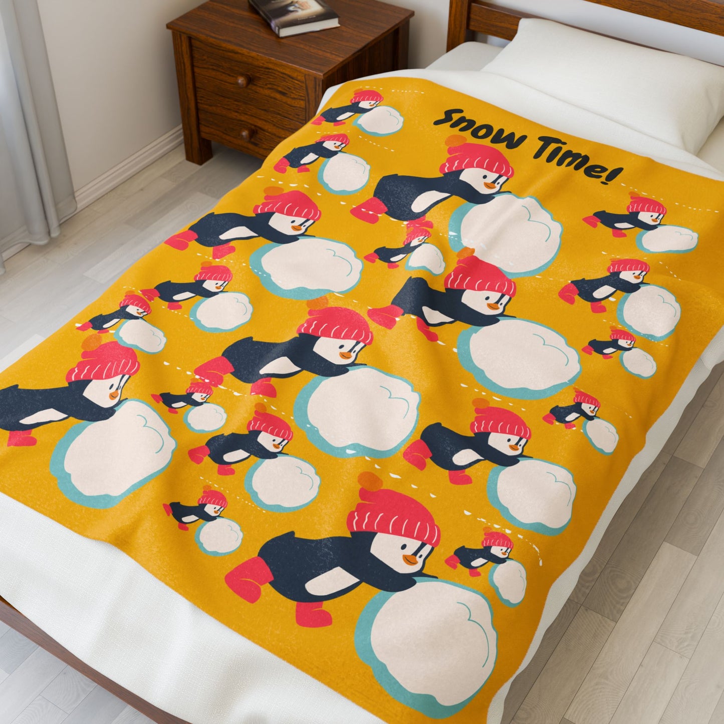 Snow Time Velveteen Plush Blanket - Yellow