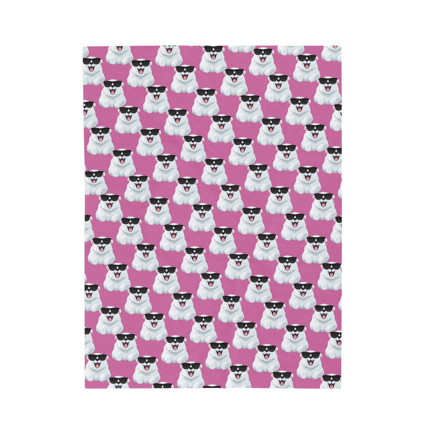 Polar Bear Velveteen Plush Blanket - Light Pink