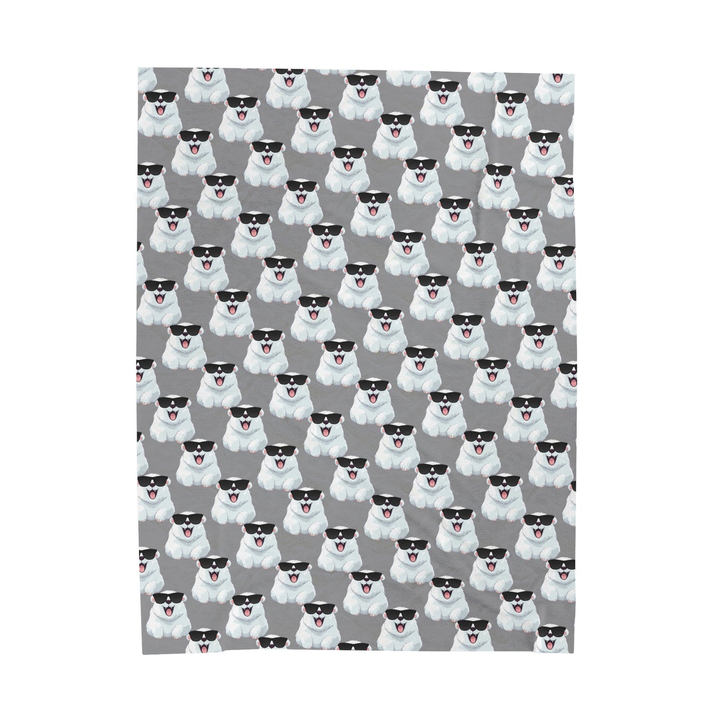 Polar Bear Velveteen Plush Blanket - Gray