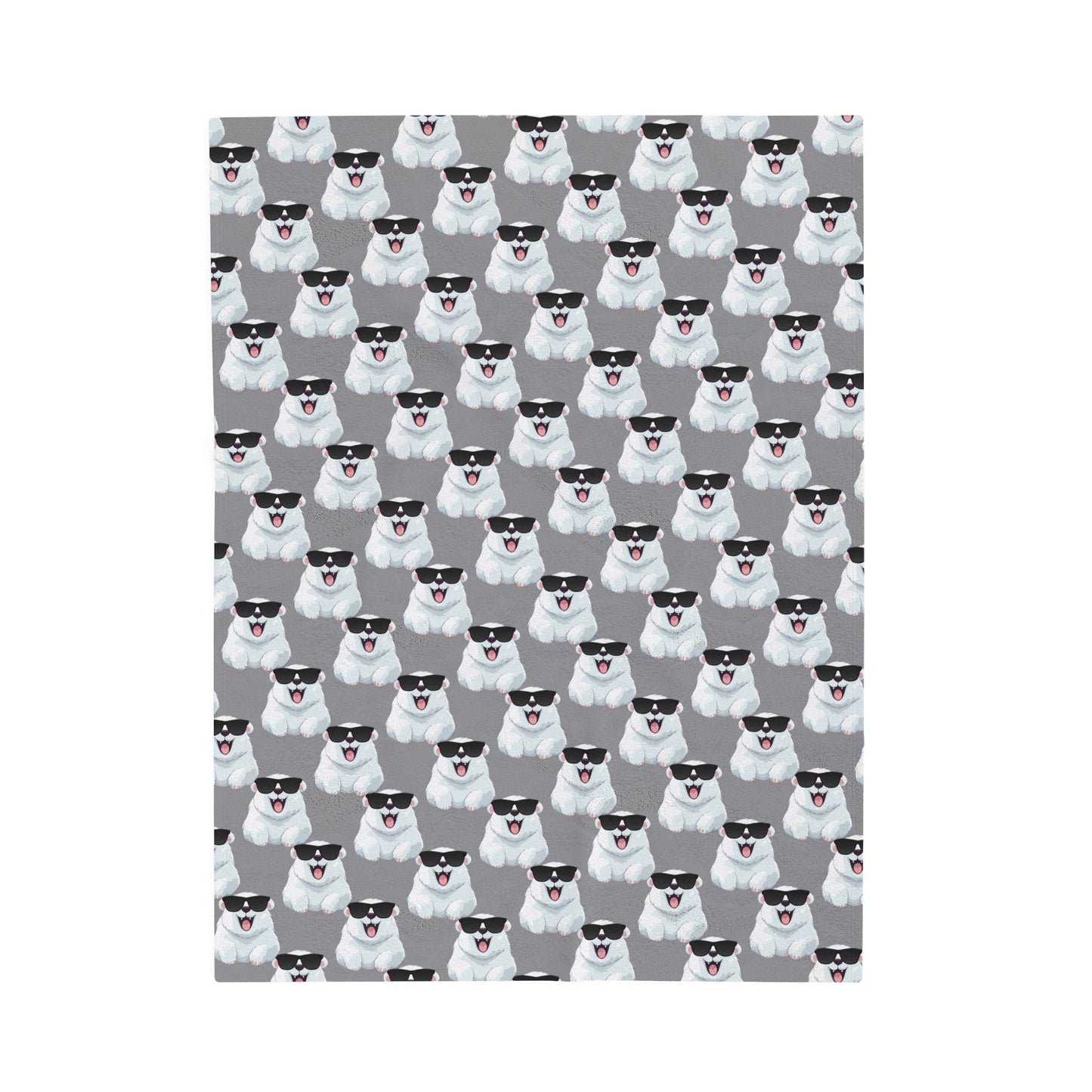 Polar Bear Velveteen Plush Blanket - Gray