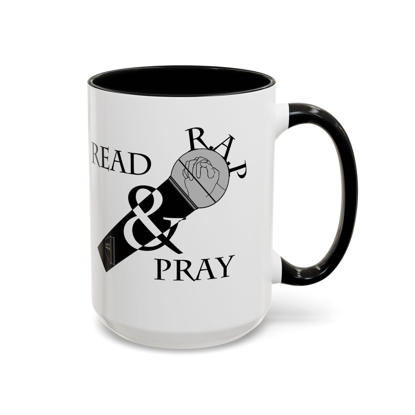 Read & Pray Black Accent Mug w/microphone, Gift for him/her, 2 Chronicles 7:14