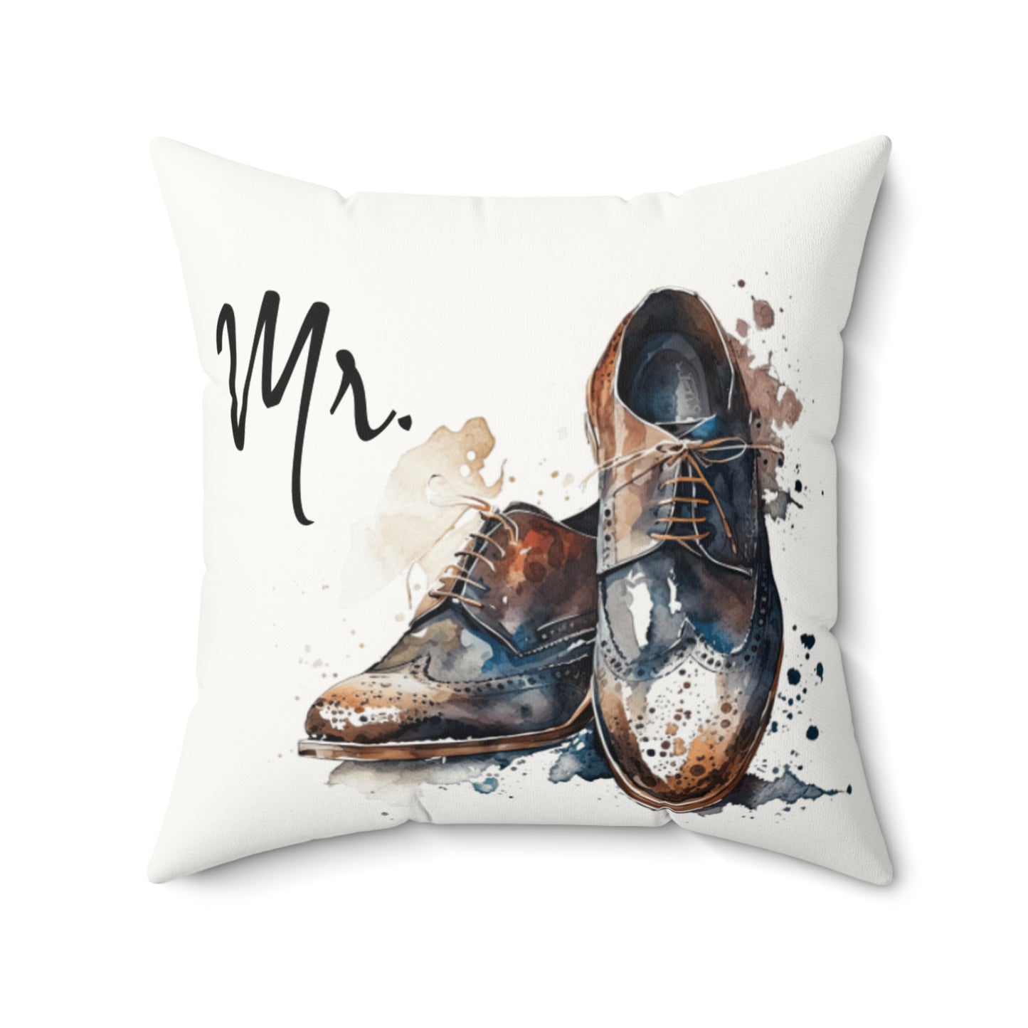 Mr.' Faux Suede Pillow - vintage design, Wedding, Anniversary, housewarming gift