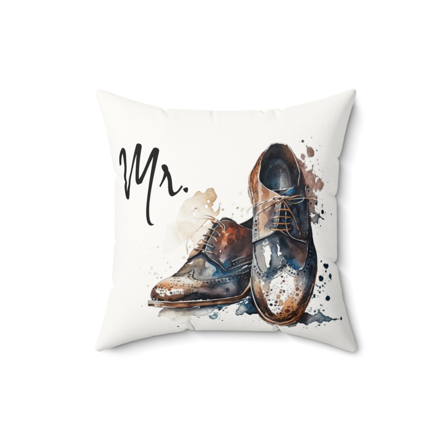 Mr.' Faux Suede Pillow - vintage design, Wedding, Anniversary, housewarming gift