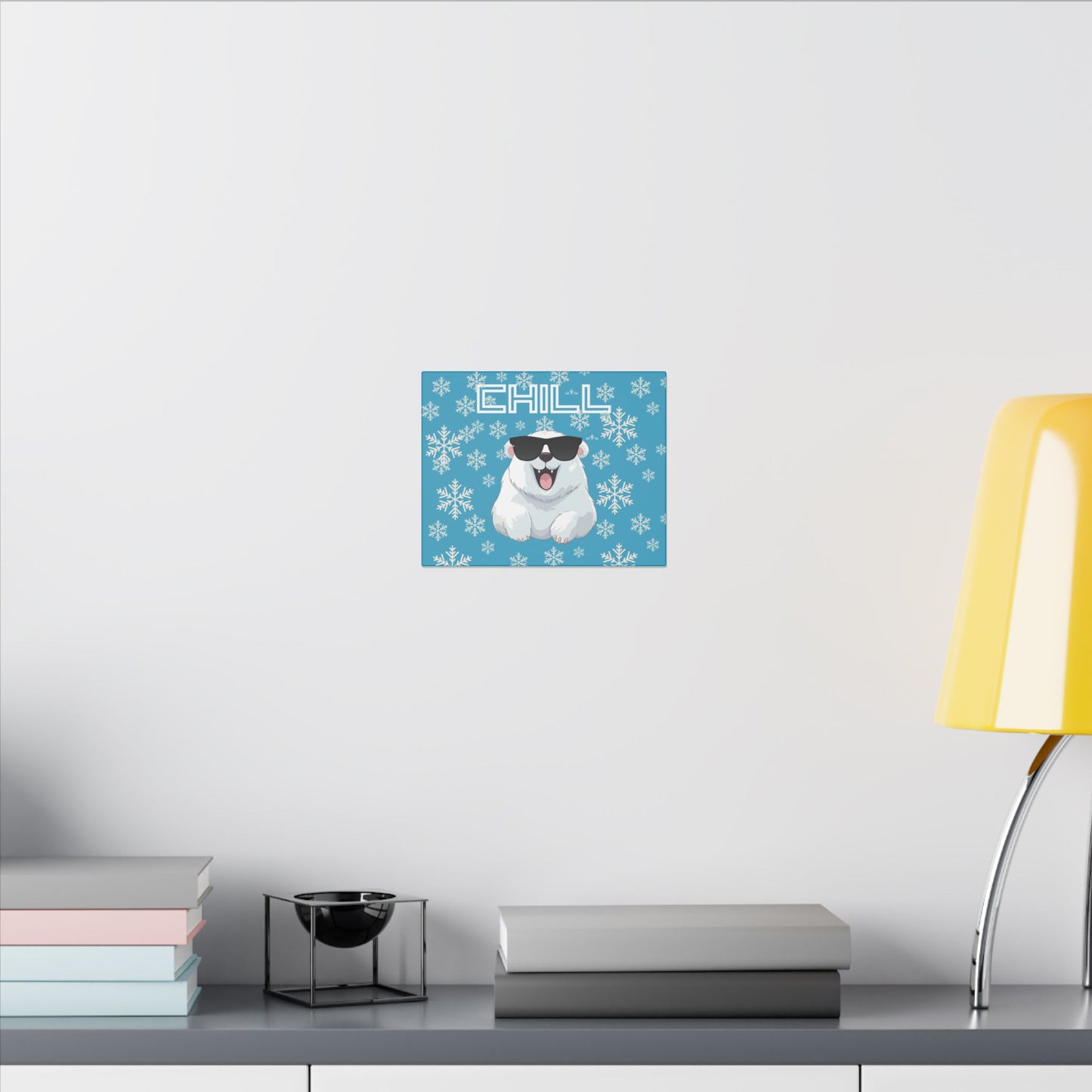 Chill, Polar Bear, Matte Canvas, Stretched 0.75", wall art, snowflakes