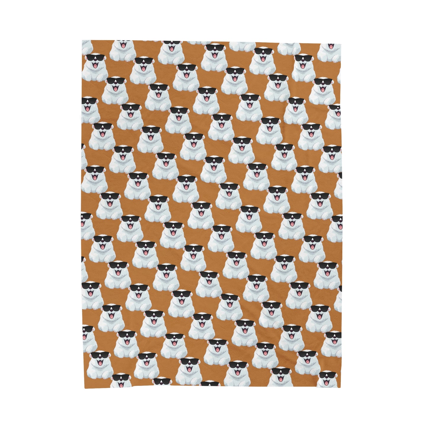 Polar Bear Velveteen Plush Blanket - Light Brown