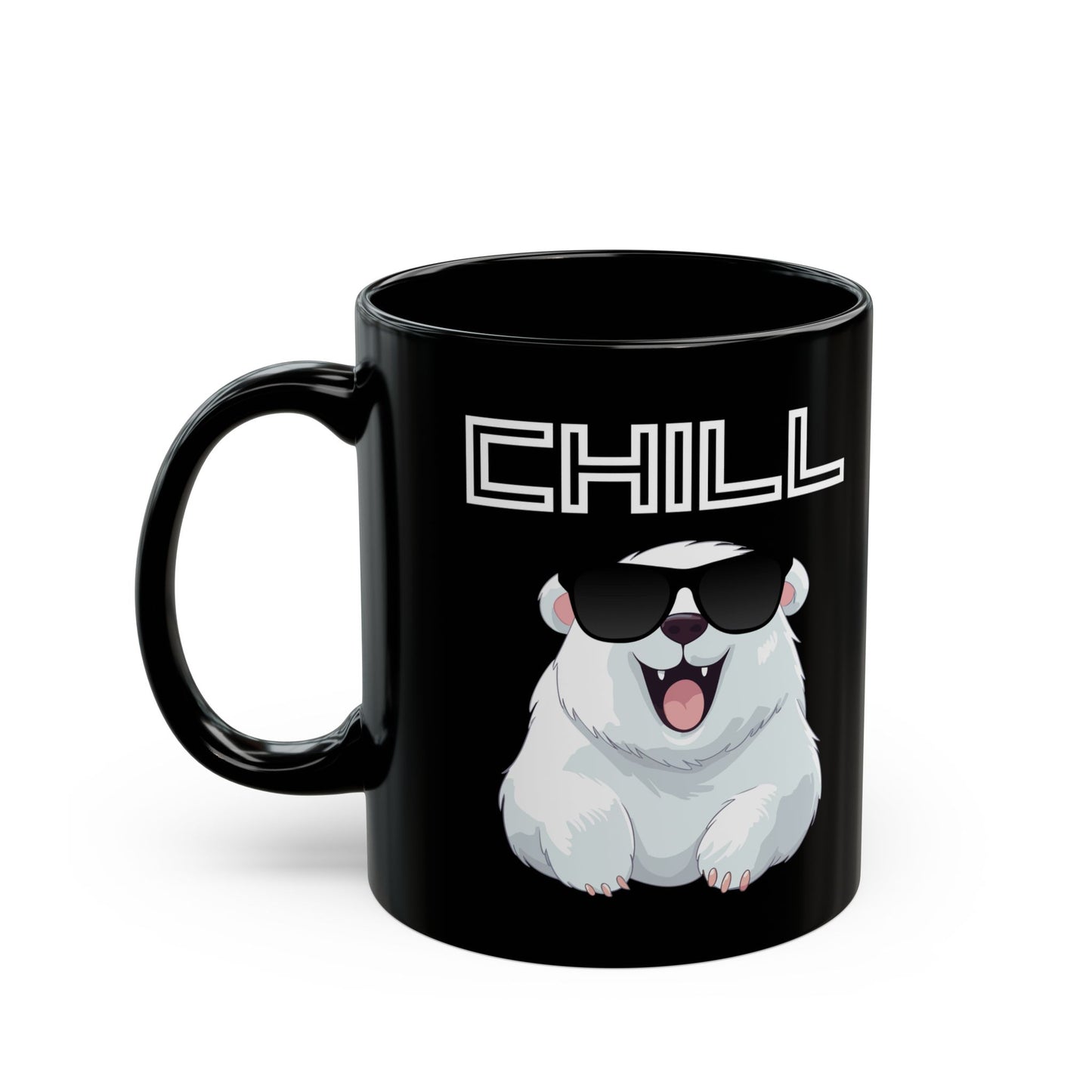 Chill Polar Bear with sunglasses Black Mug (11oz, 15oz)