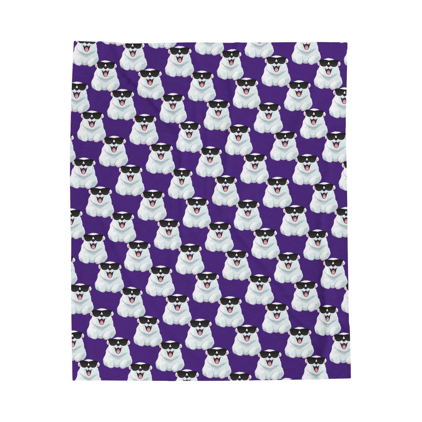Polar Bear Velveteen Plush Blanket - Purple