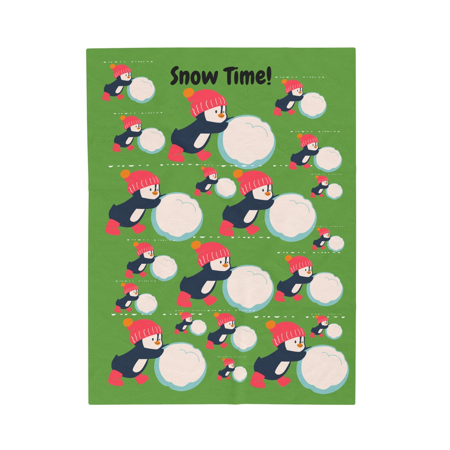 Snow Time Velveteen Plush Blanket - Green