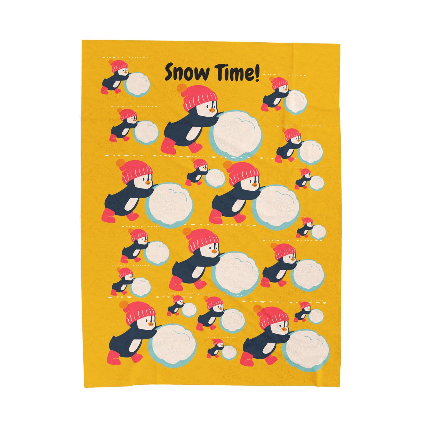 Snow Time Velveteen Plush Blanket - Yellow