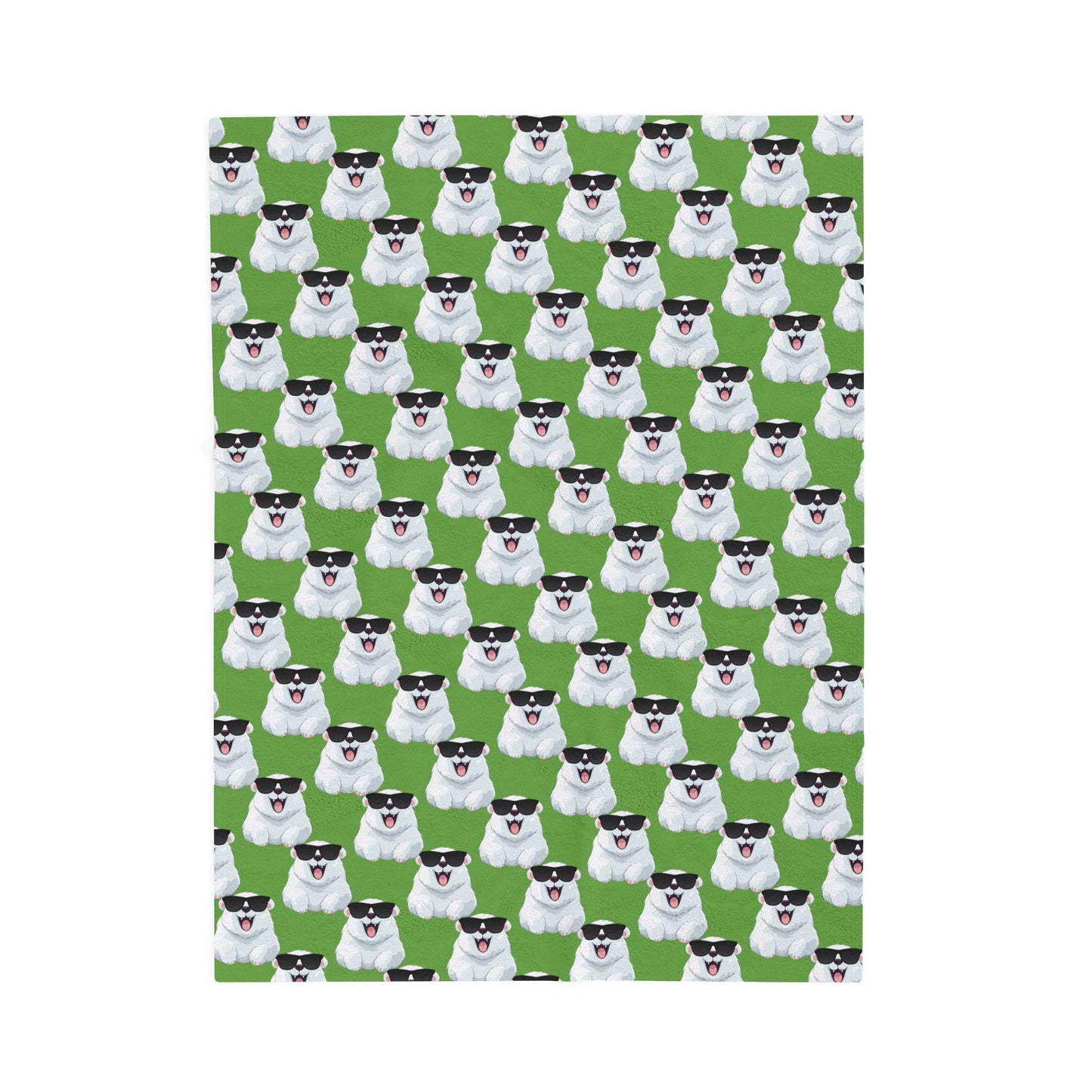 Polar Bear Velveteen Plush Blanket - Green