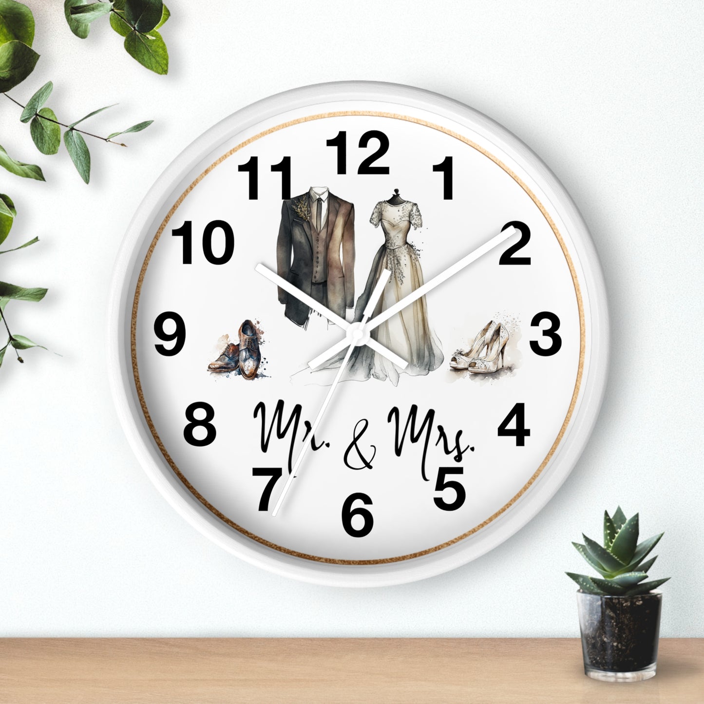 Mr & Mrs Wall Clock, vintage design, new couple, anniversary, housewarming gift