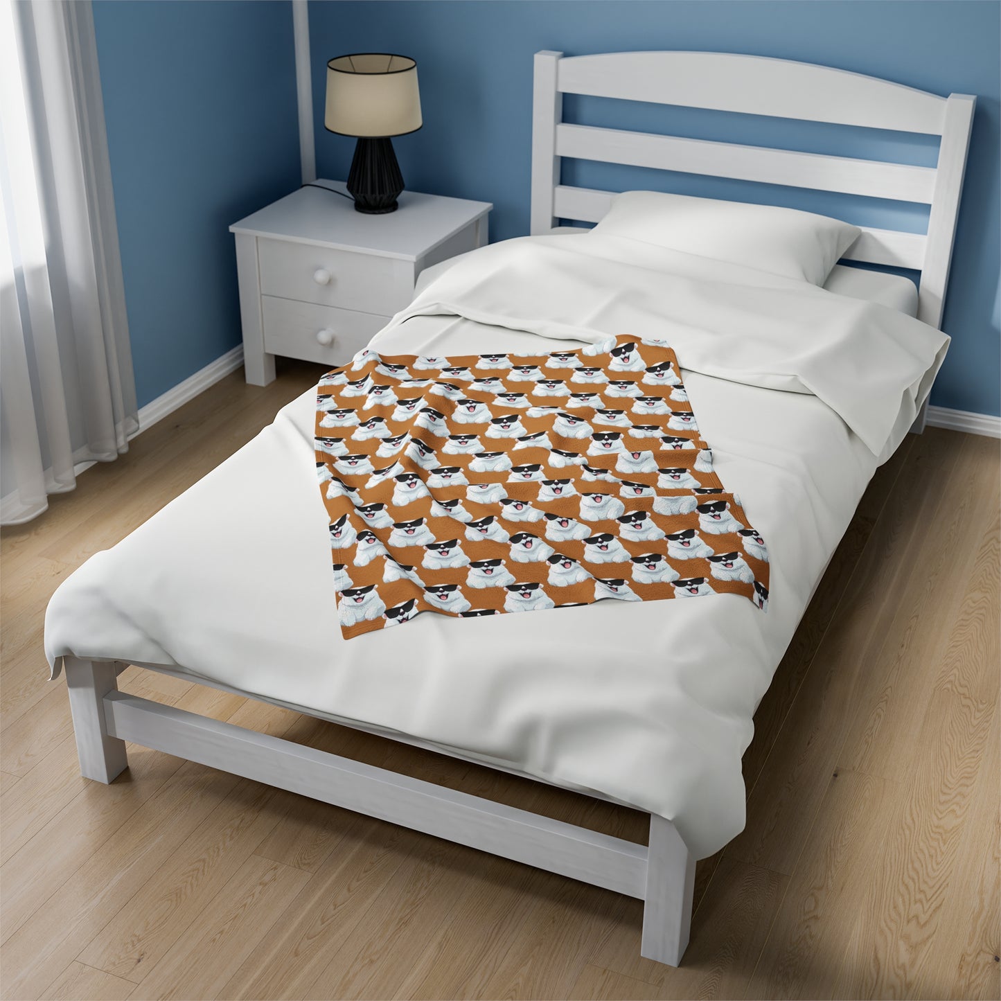 Polar Bear Velveteen Plush Blanket - Light Brown