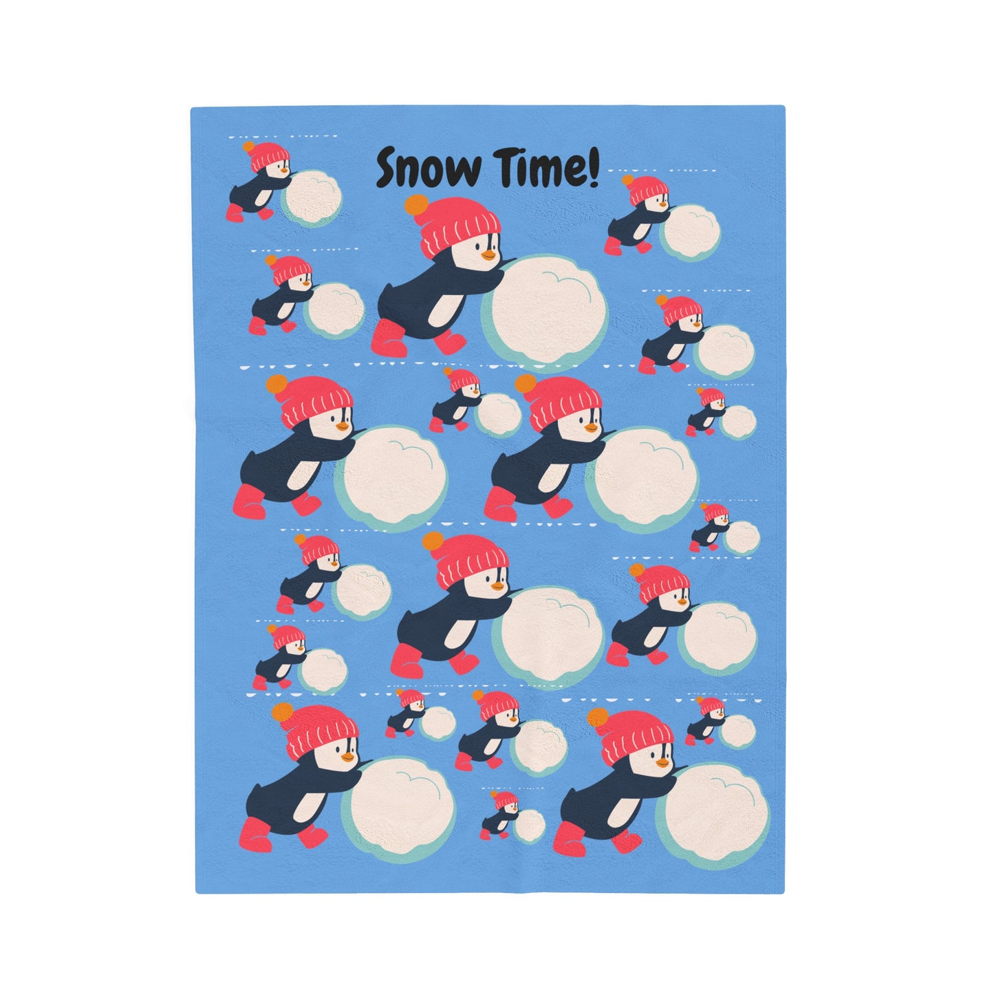 Snow Time Velveteen Plush Blanket - Light blue