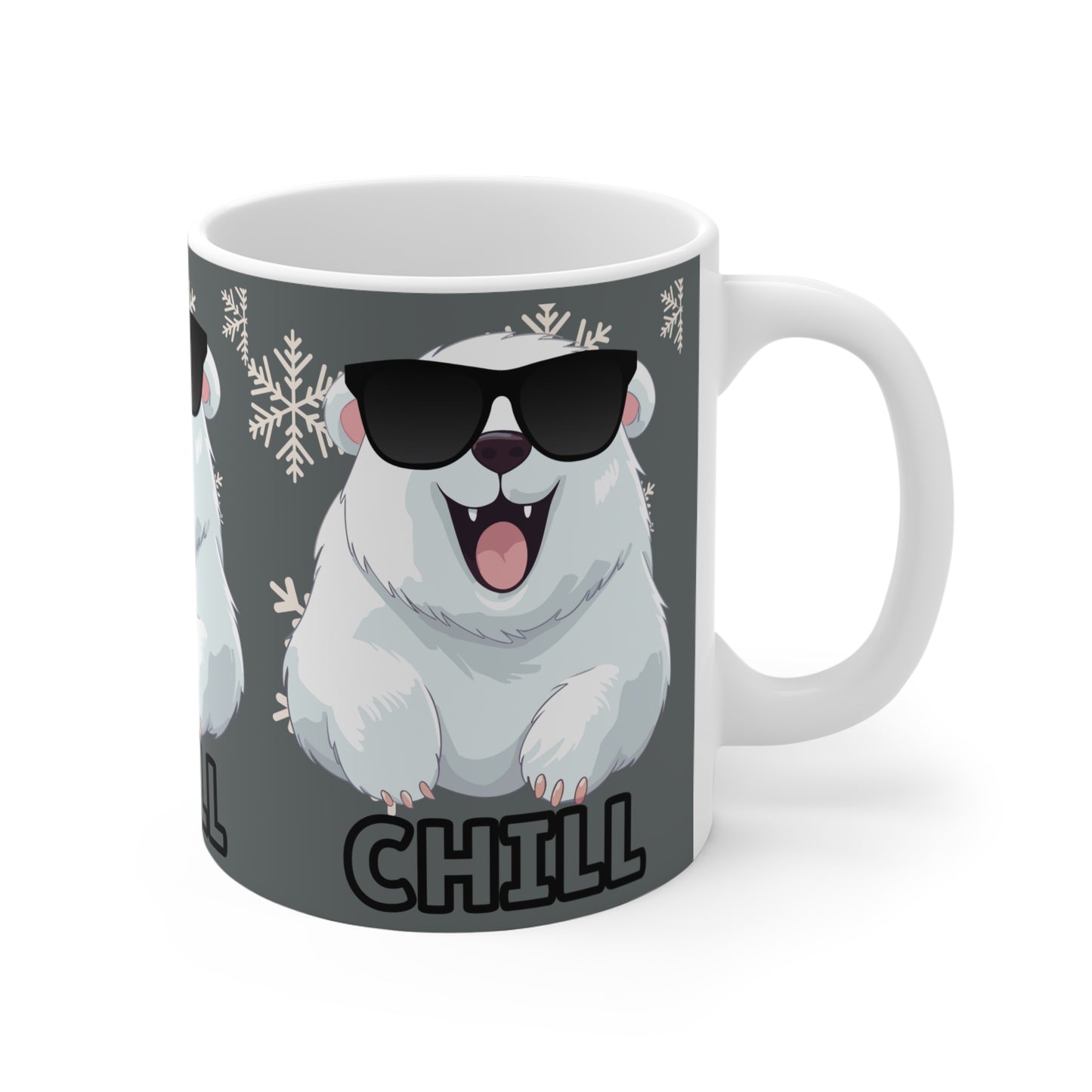 Chill Polar Bear, Mug 11oz, dark gray, coffee, tea, hot chocolate