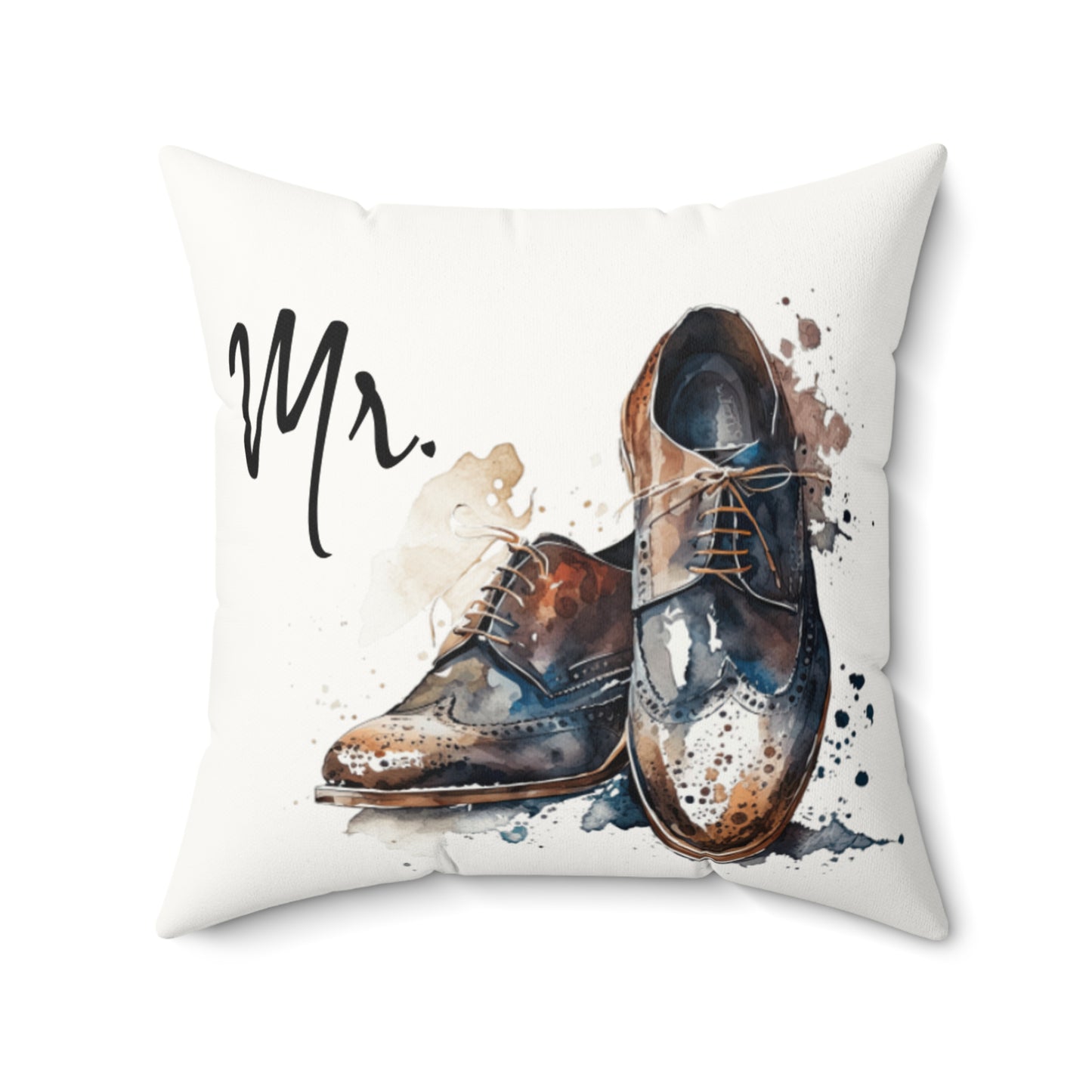 Mr.' Faux Suede Pillow - vintage design, Wedding, Anniversary, housewarming gift