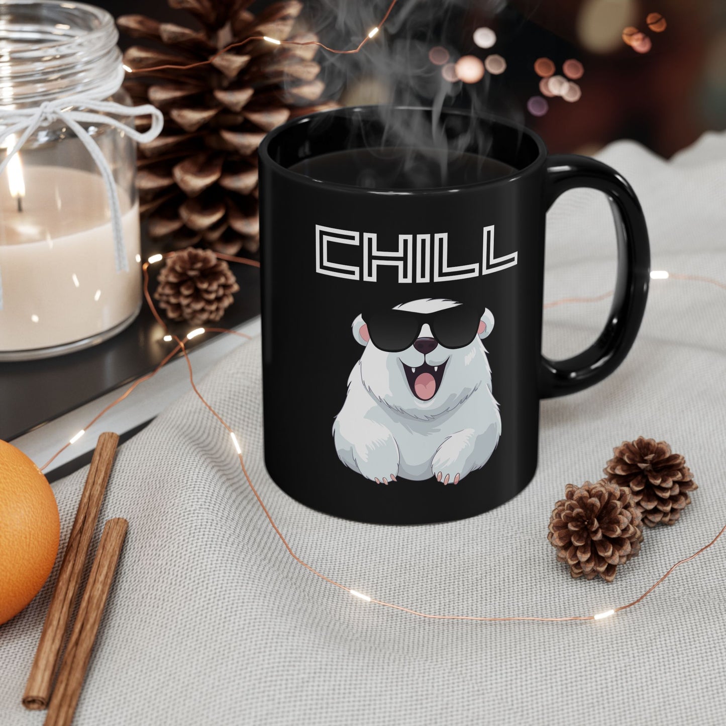 Chill Polar Bear with sunglasses Black Mug (11oz, 15oz)