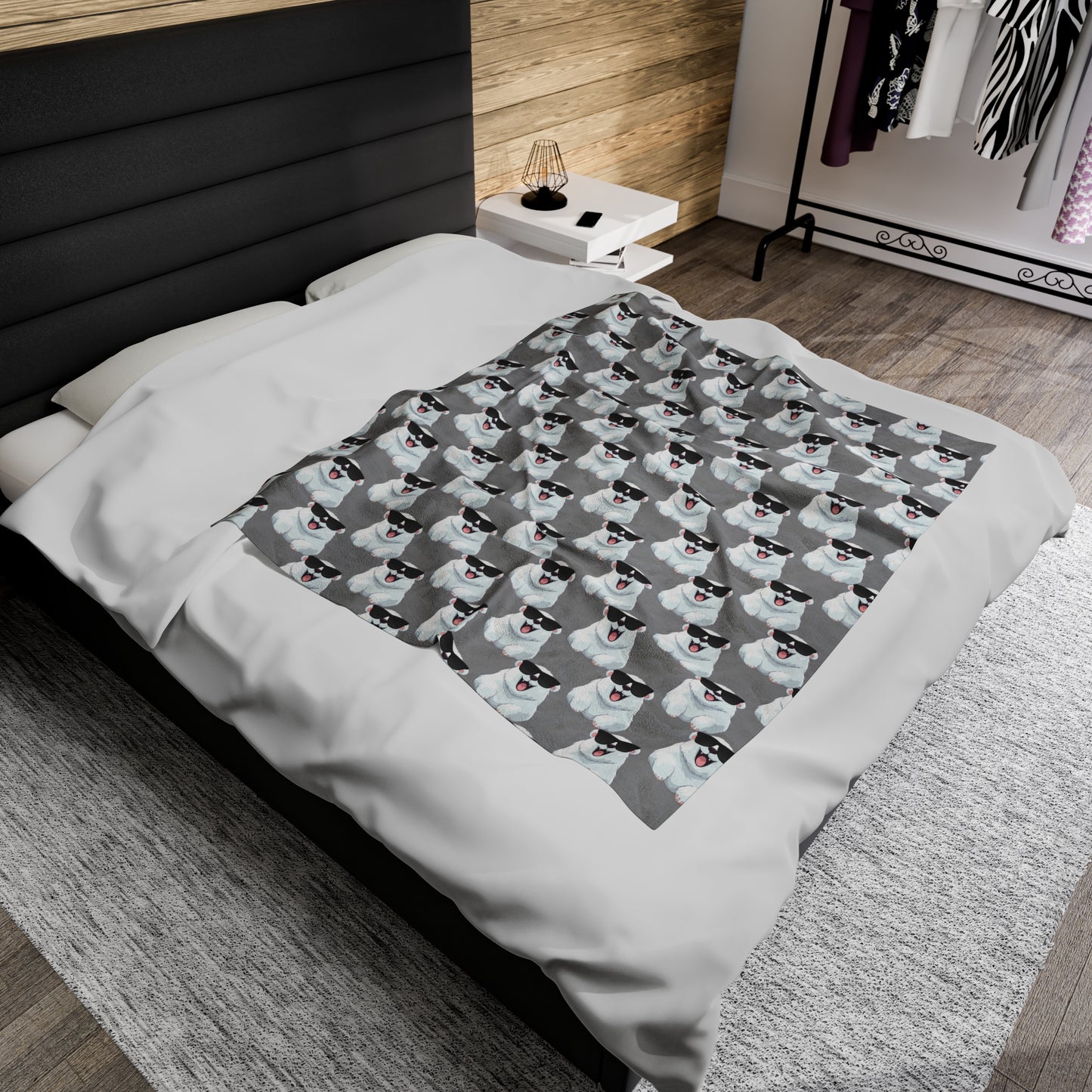 Polar Bear Velveteen Plush Blanket - Gray