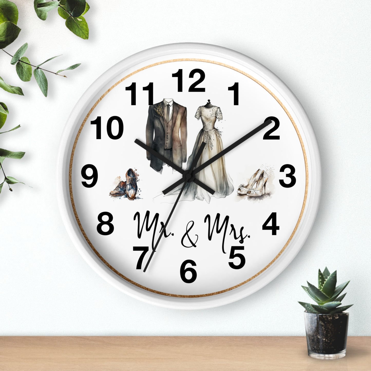 Mr & Mrs Wall Clock, vintage design, new couple, anniversary, housewarming gift