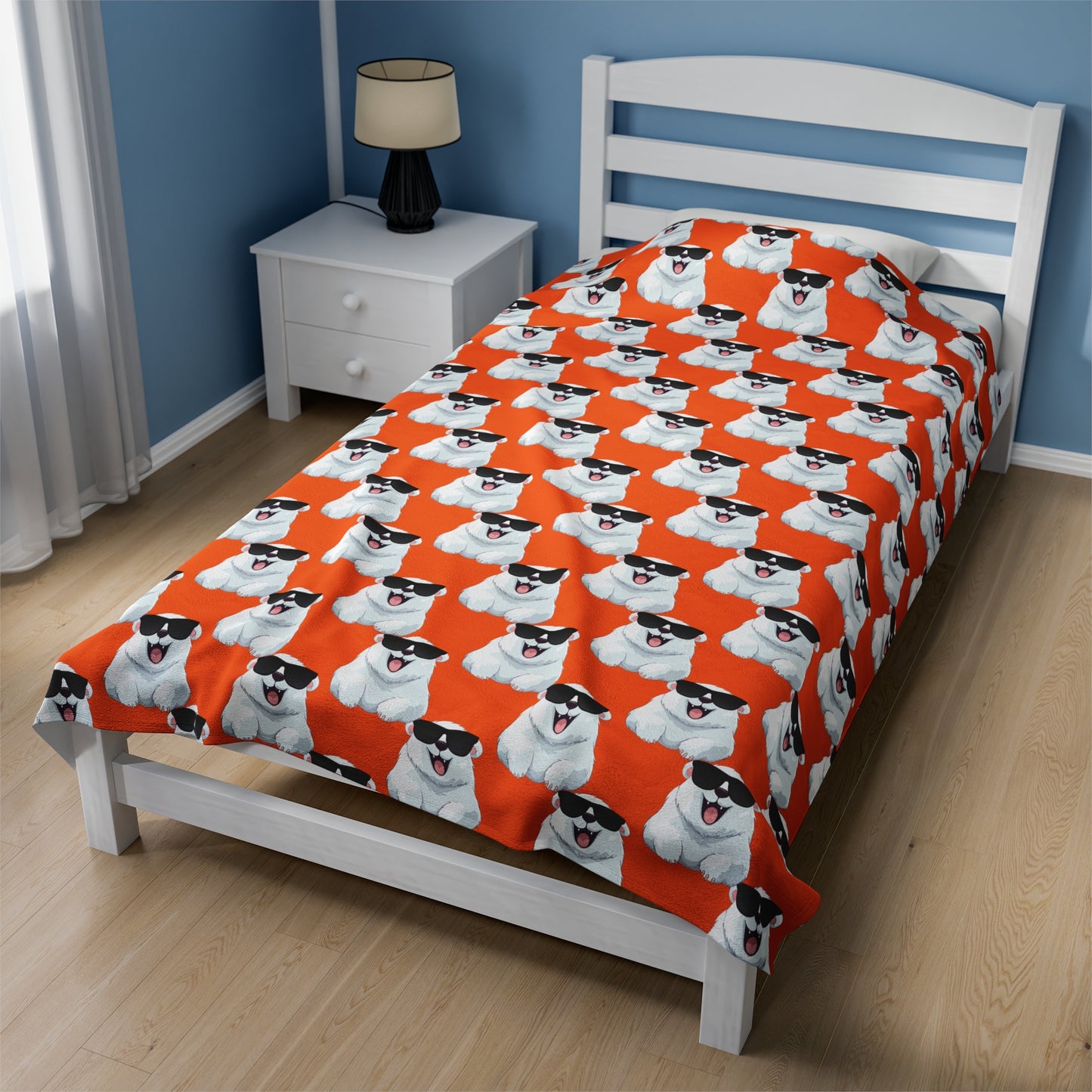 Polar Bear Velveteen Plush Blanket - Orange
