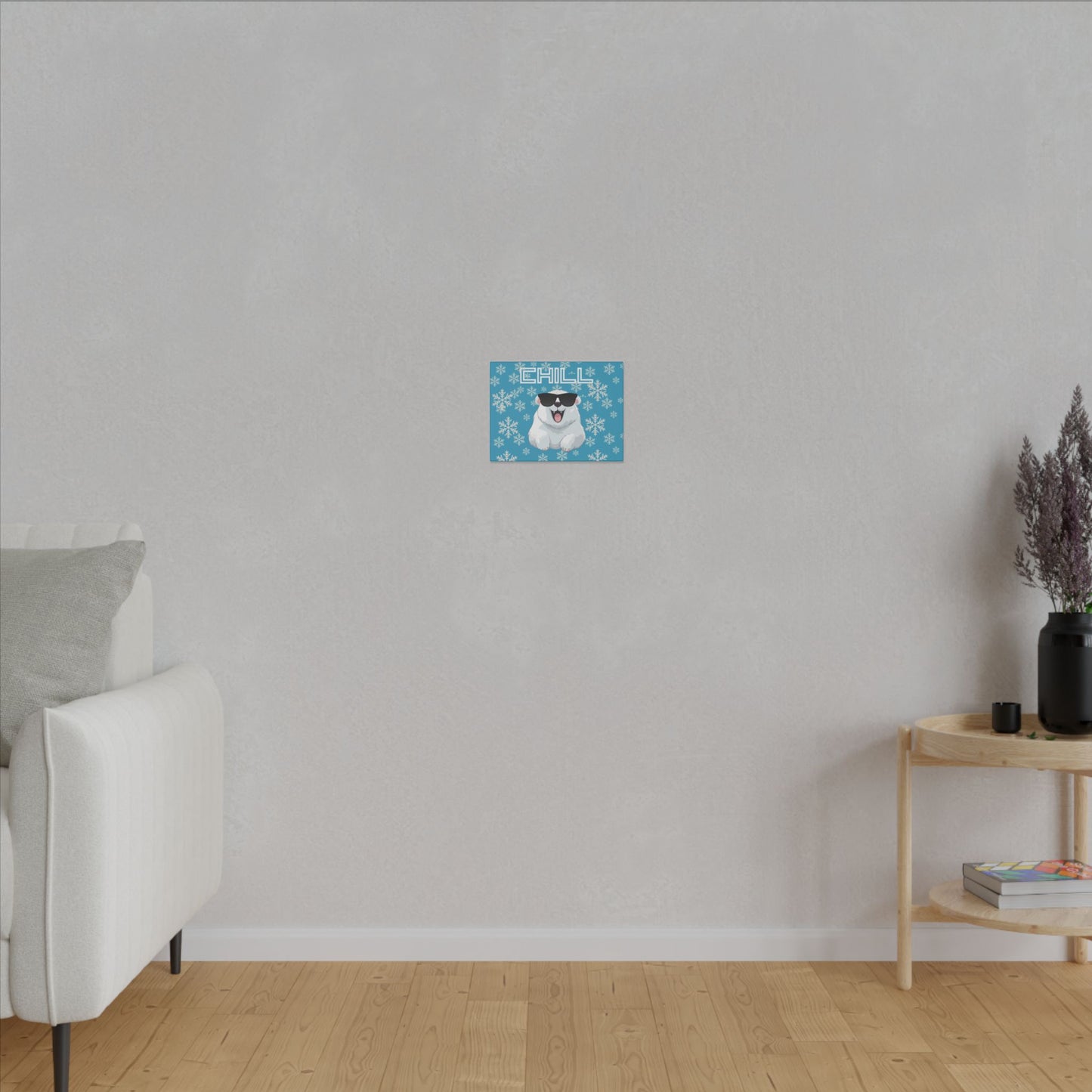 Chill, Polar Bear, Matte Canvas, Stretched 0.75", wall art, snowflakes
