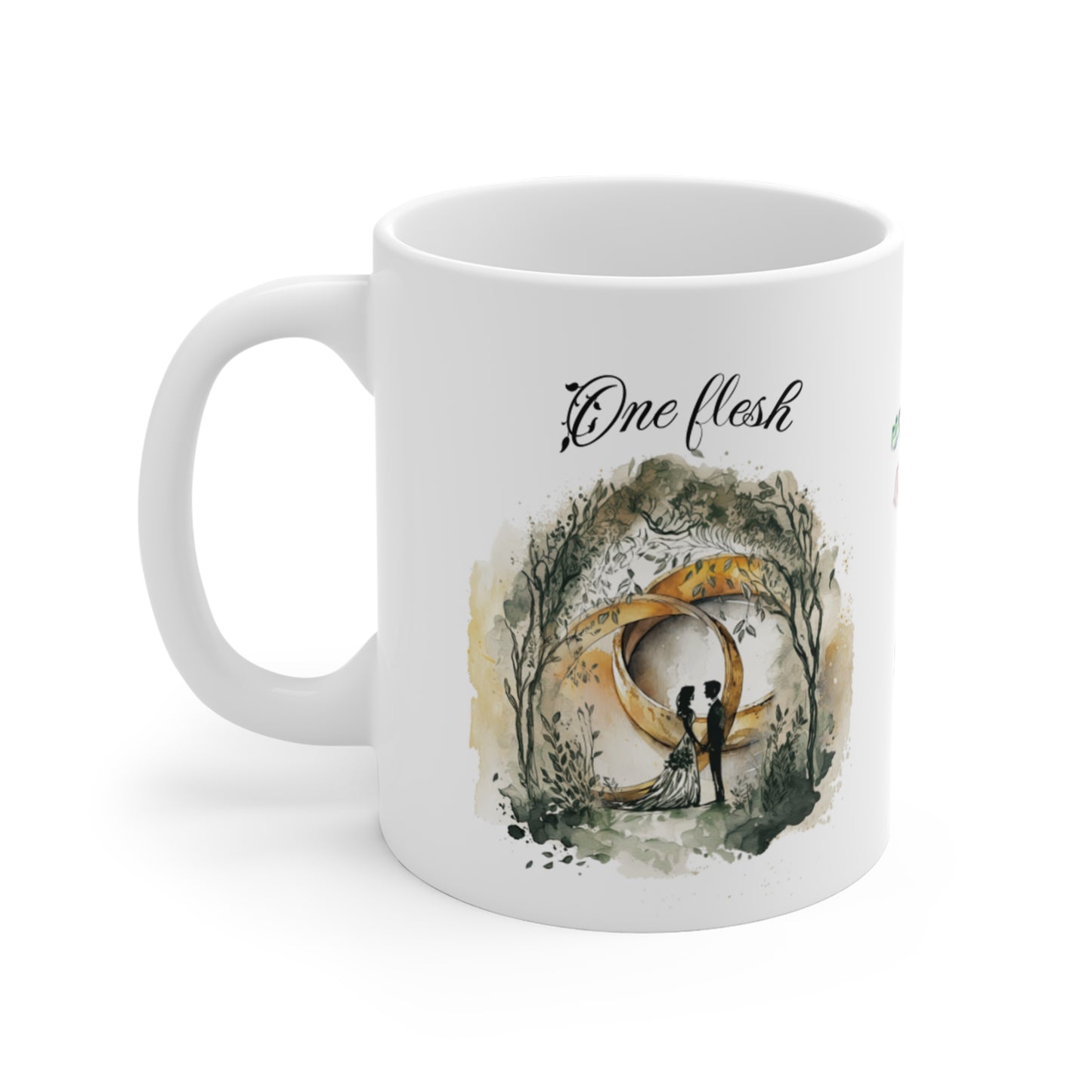 One Flesh Growing Together Mug, Anniversary, Valentine's Day, Wedding, vintage