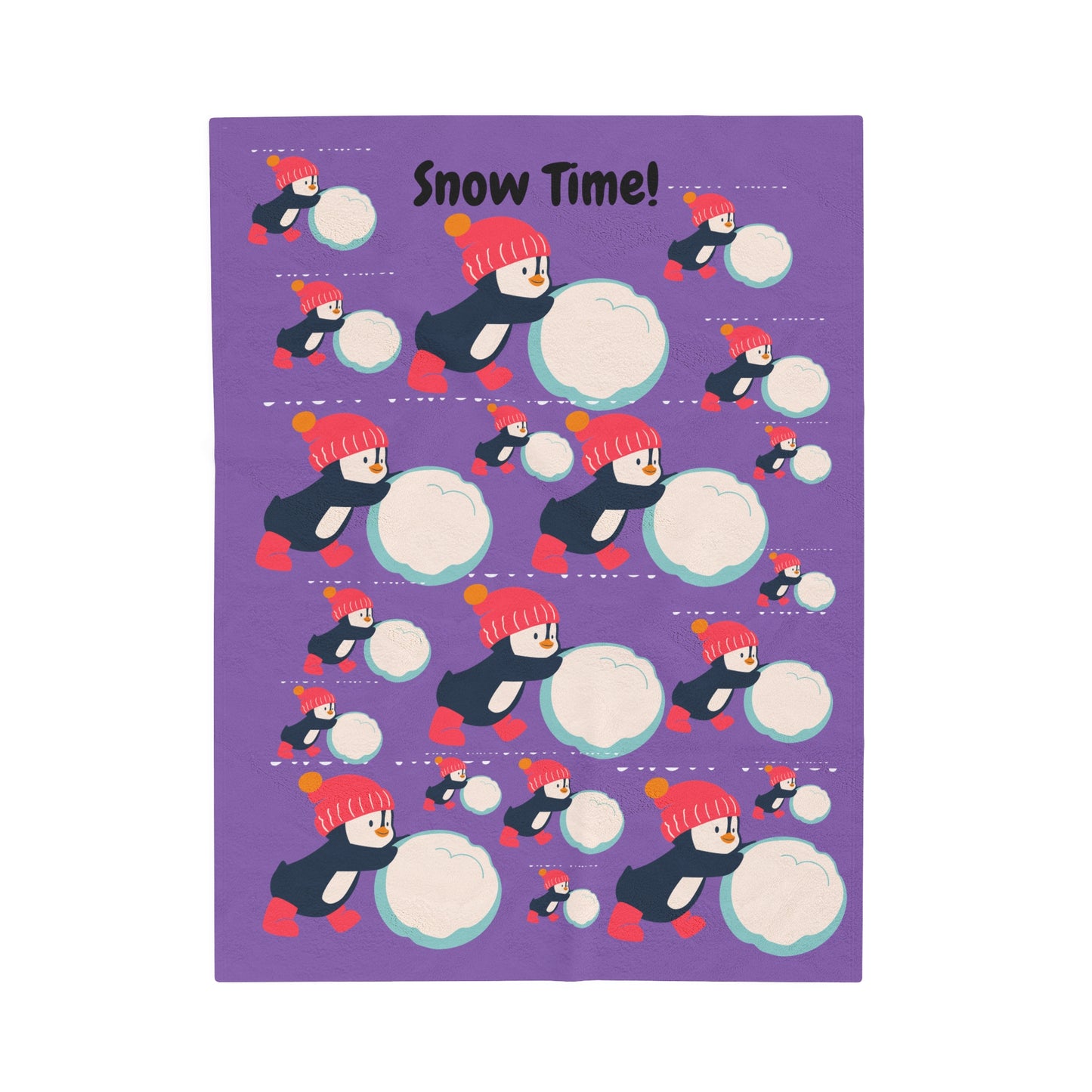 Snow Time Velveteen Plush Blanket - Light purple