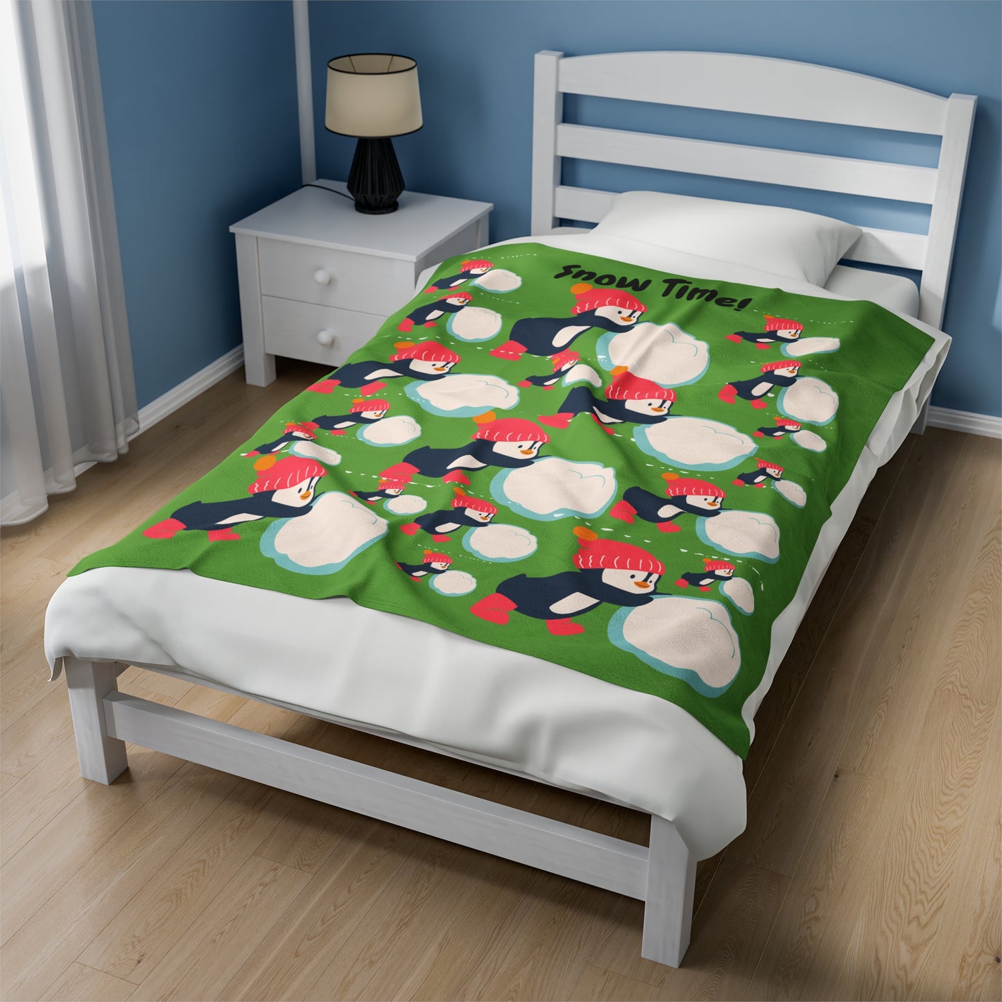 Snow Time Velveteen Plush Blanket - Green