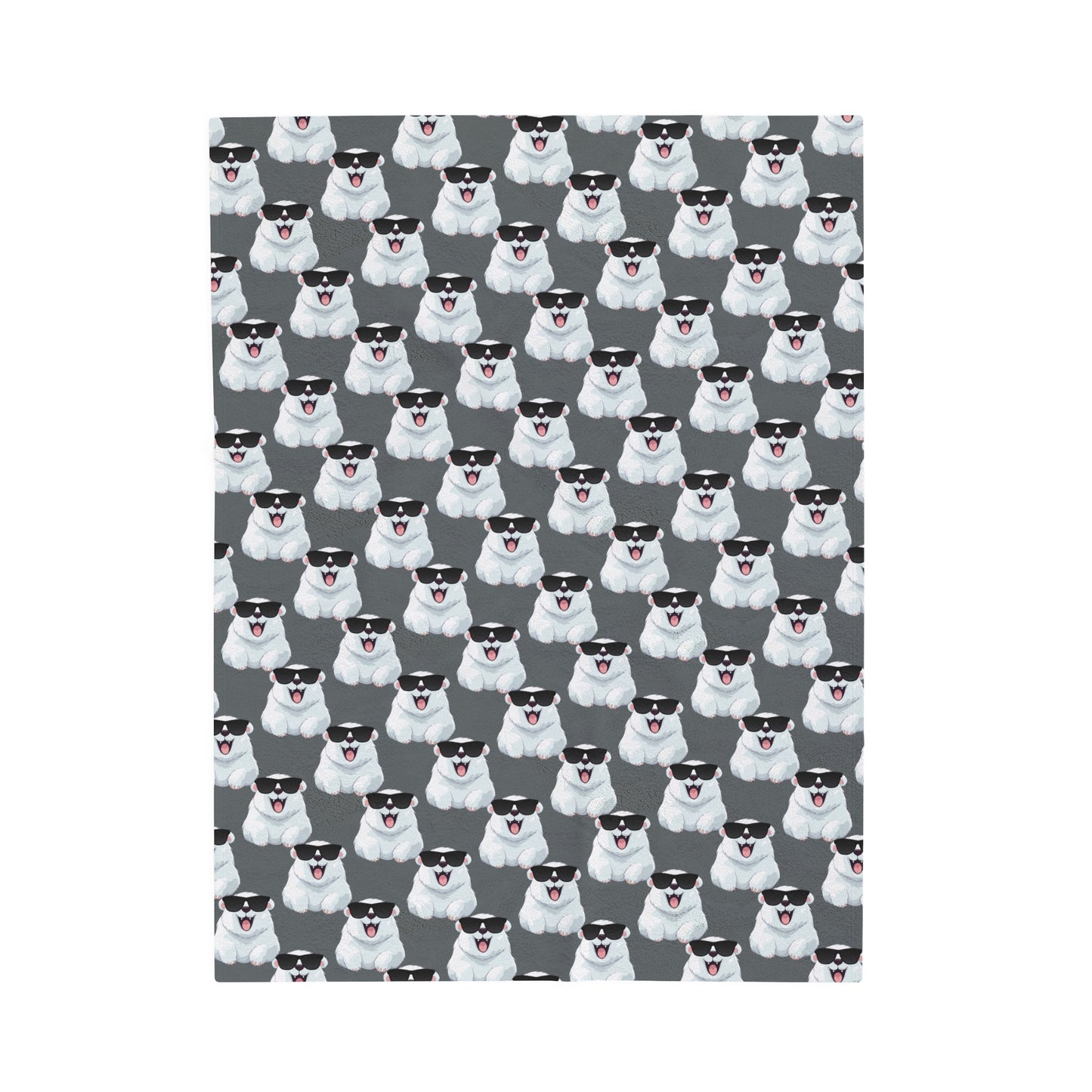 Polar Bear Velveteen Plush Blanket - Dark Gray