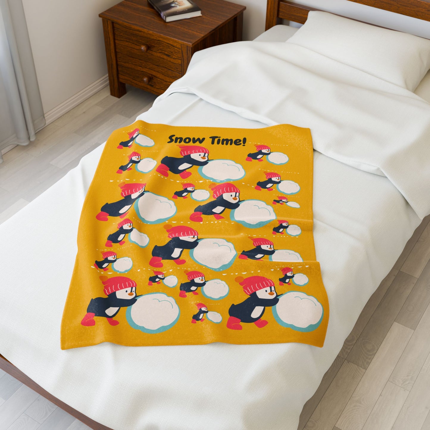 Snow Time Velveteen Plush Blanket - Yellow