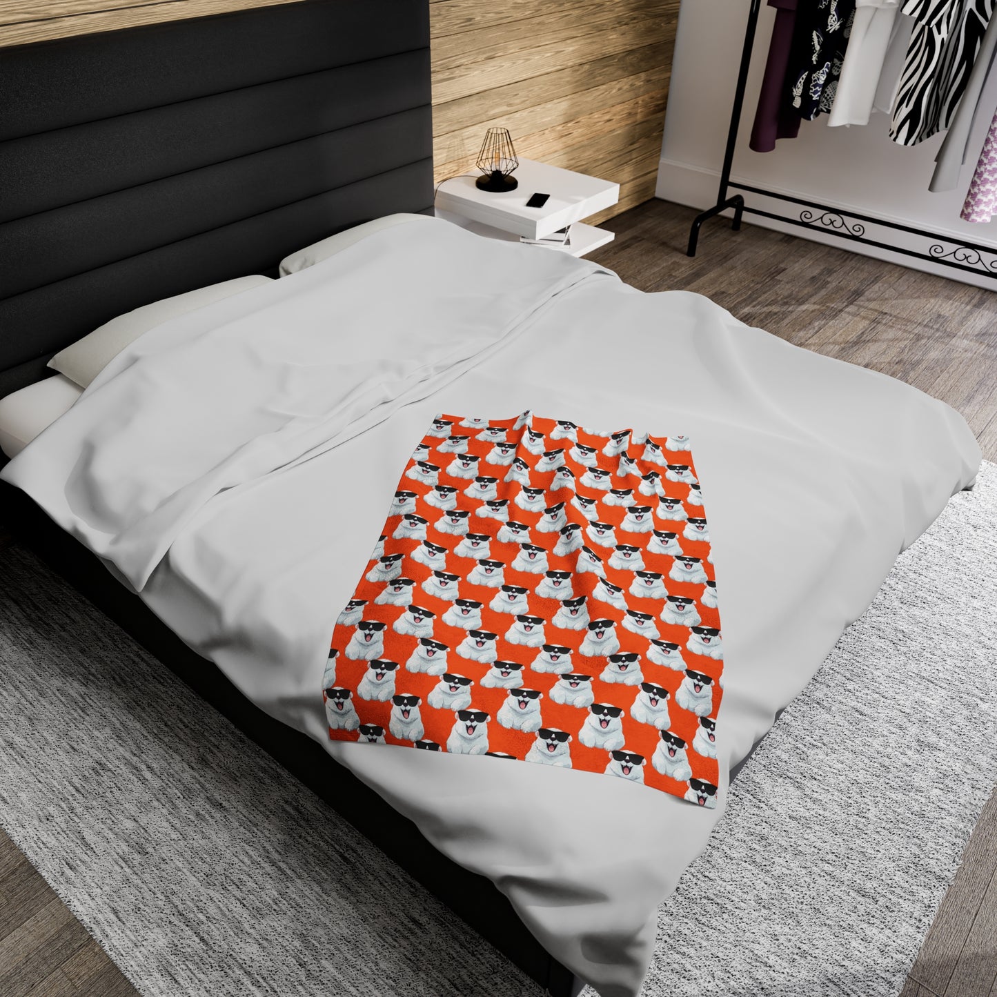 Polar Bear Velveteen Plush Blanket - Orange