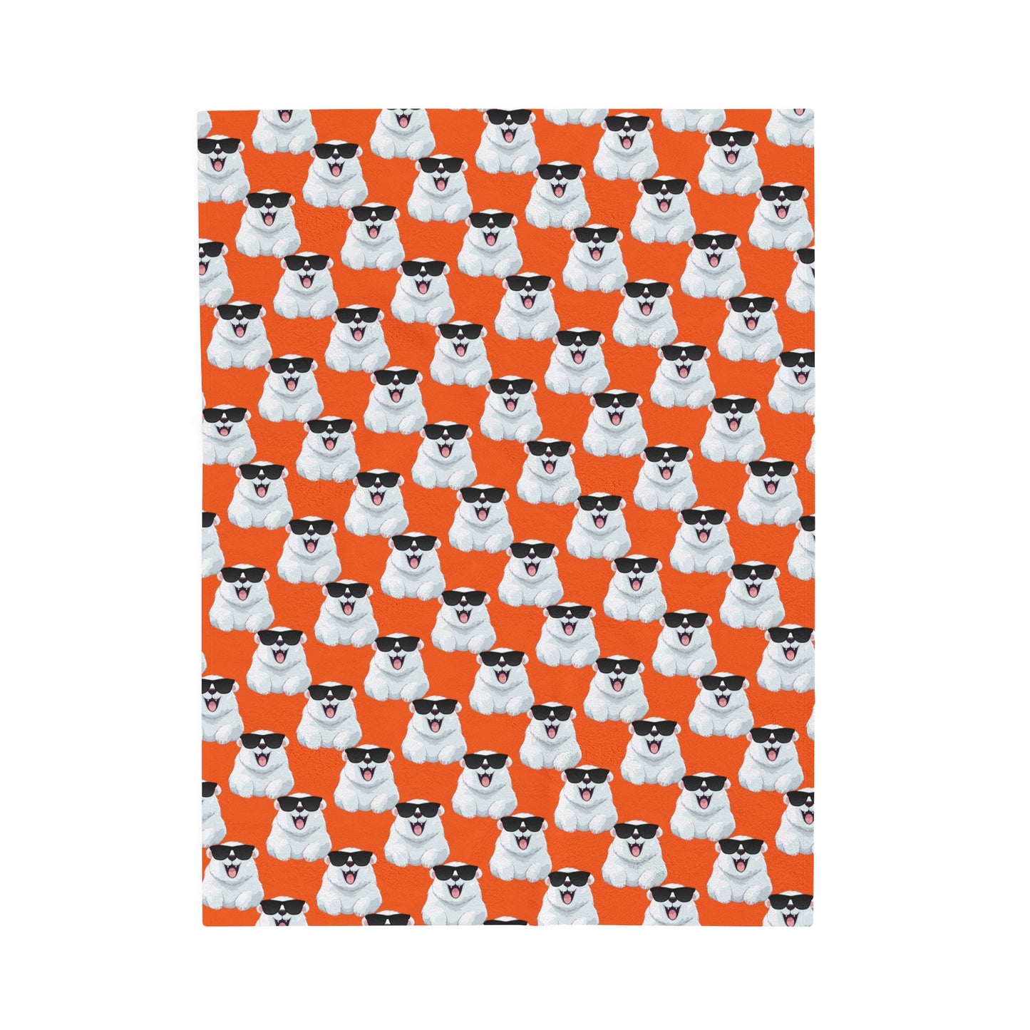 Polar Bear Velveteen Plush Blanket - Orange