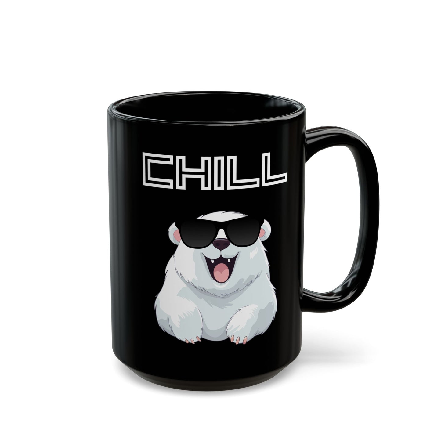 Chill Polar Bear with sunglasses Black Mug (11oz, 15oz)
